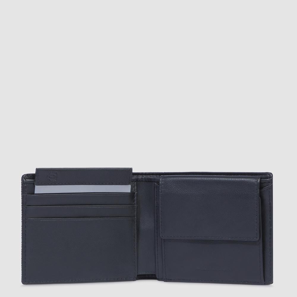 Men's wallet with coin pocket, credit card slots, removable flap, and RFID protection PIQUADRO Black