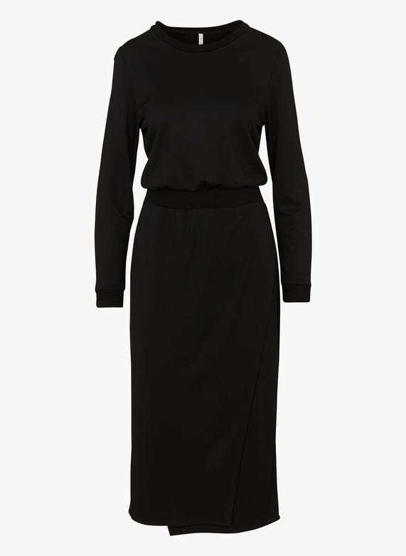 Robe longue en molleton Noir I code Femme Place des Tendances