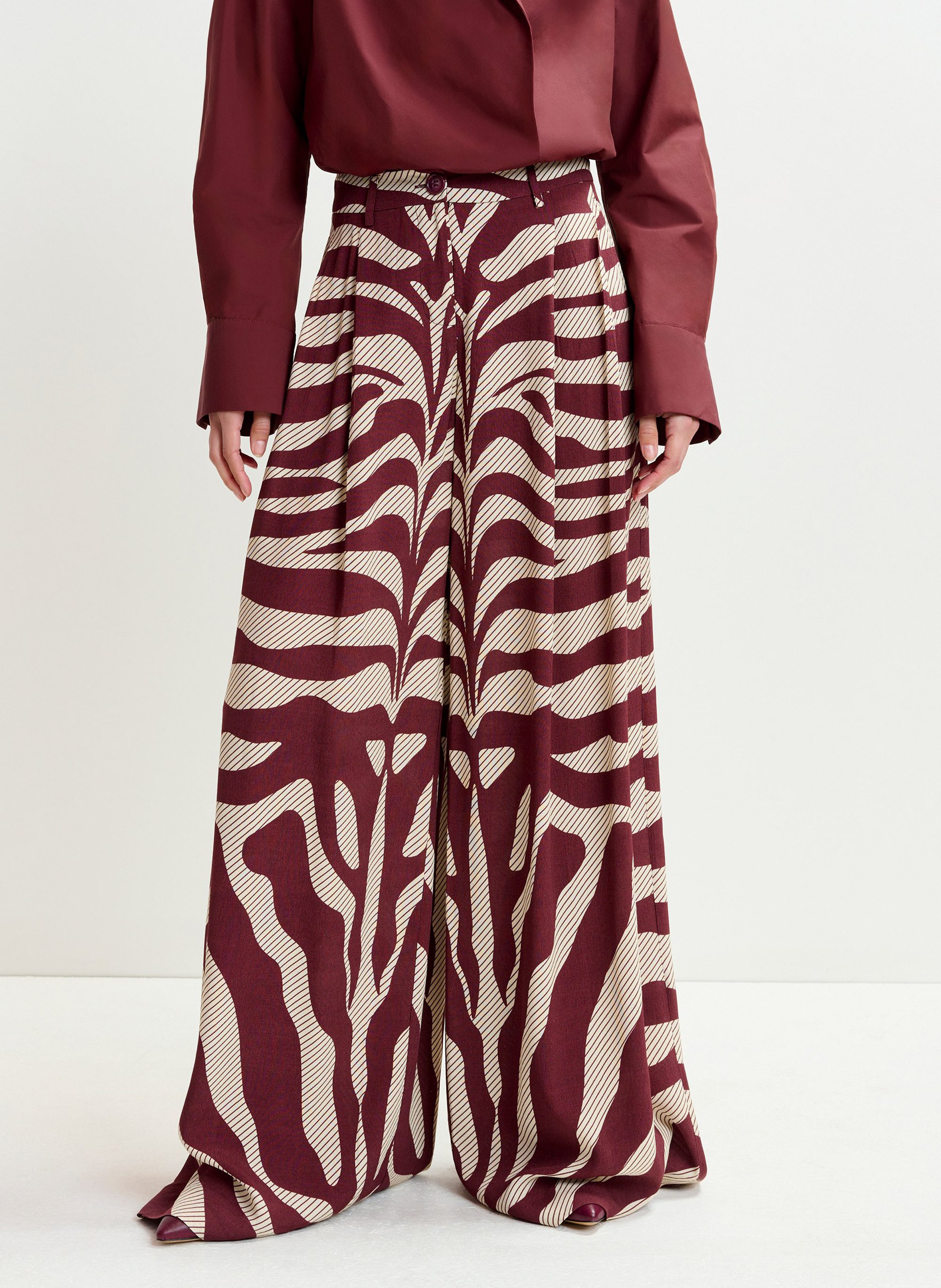 Flowy Wide Leg Striped Pants ESSENTIEL ANTWERP White