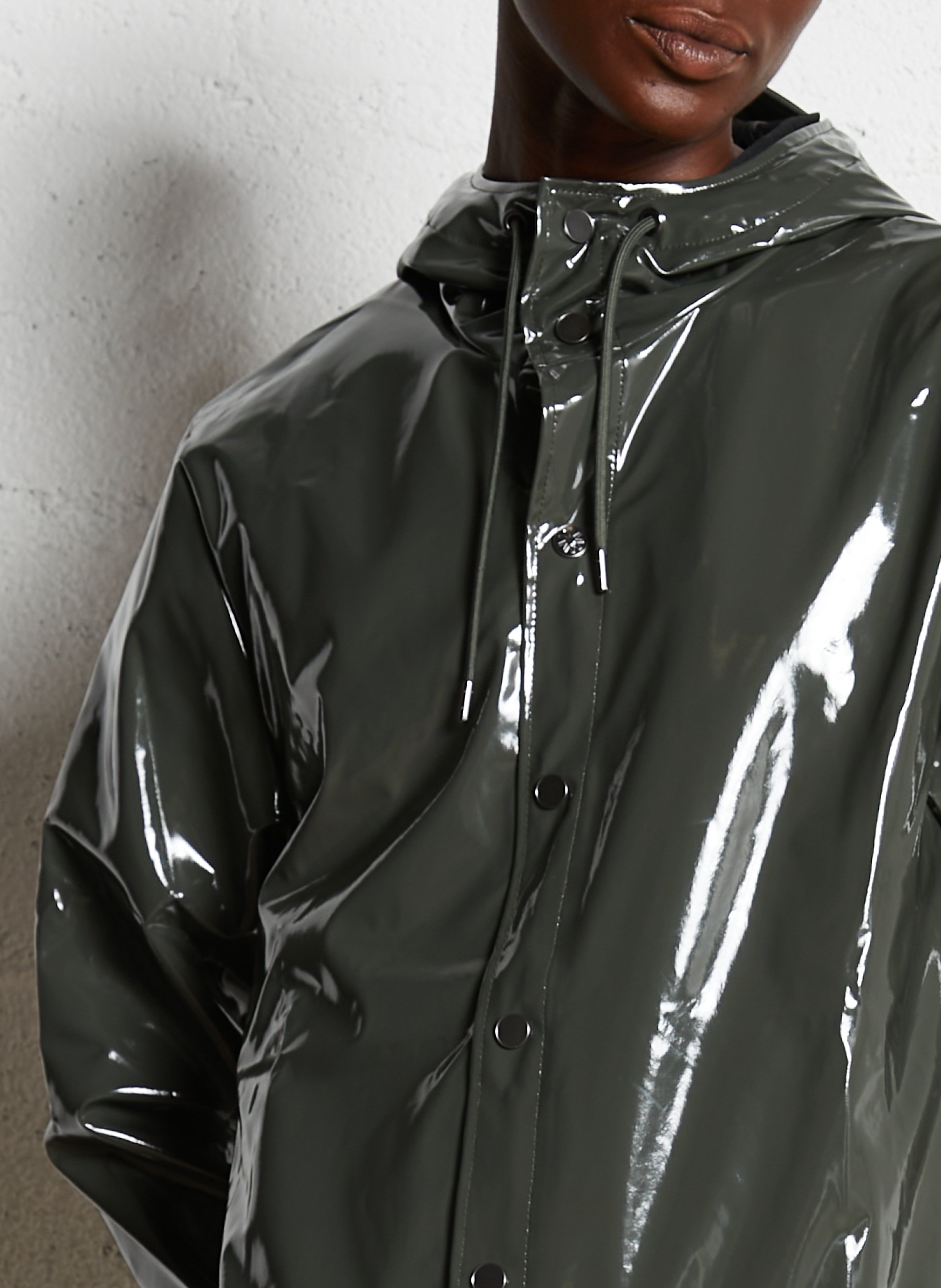 Hooded waterproof windbreaker RAINS Green