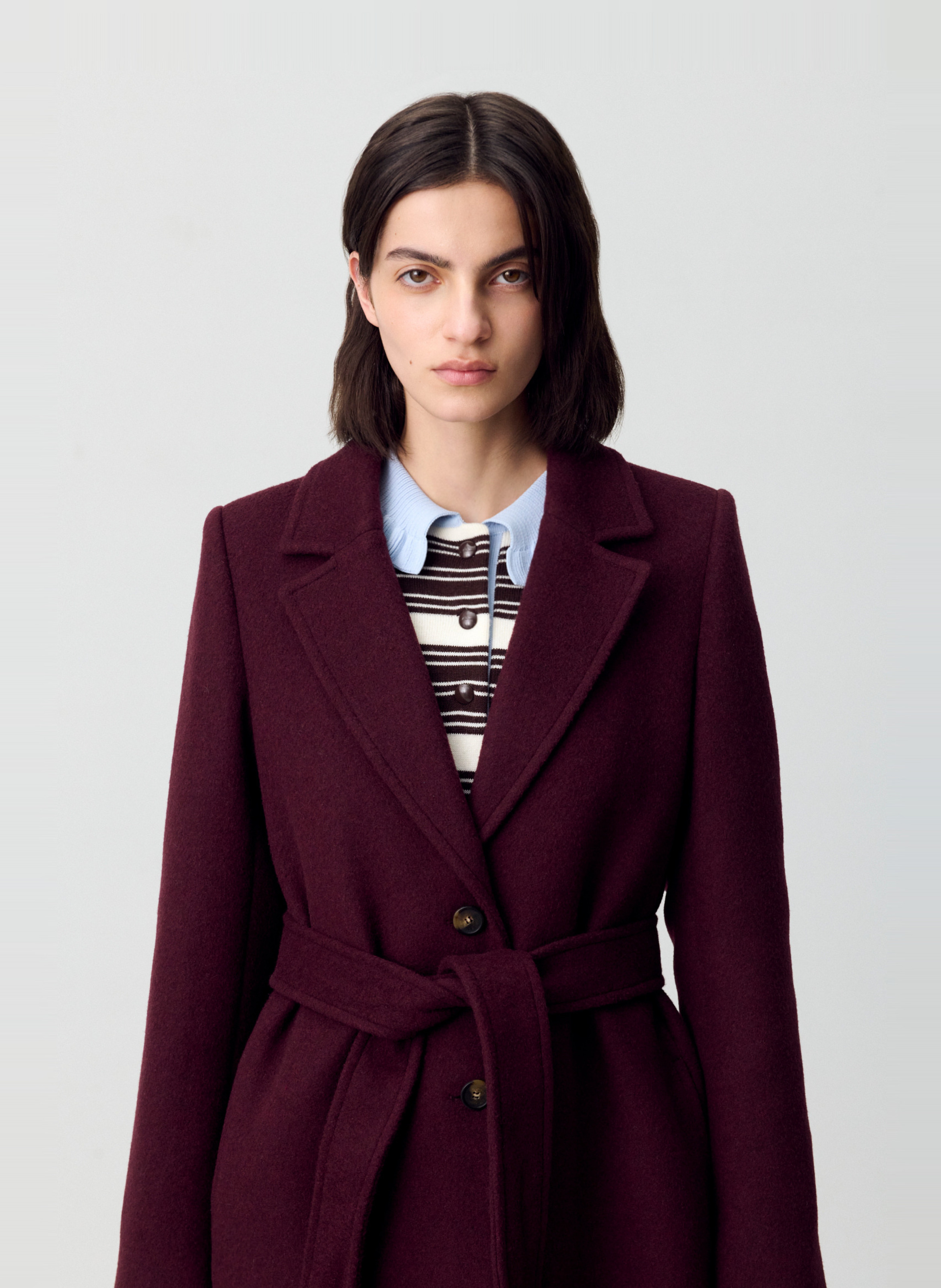 Manteau droit en laine mélangée CLAUDIE PIERLOT Rouge