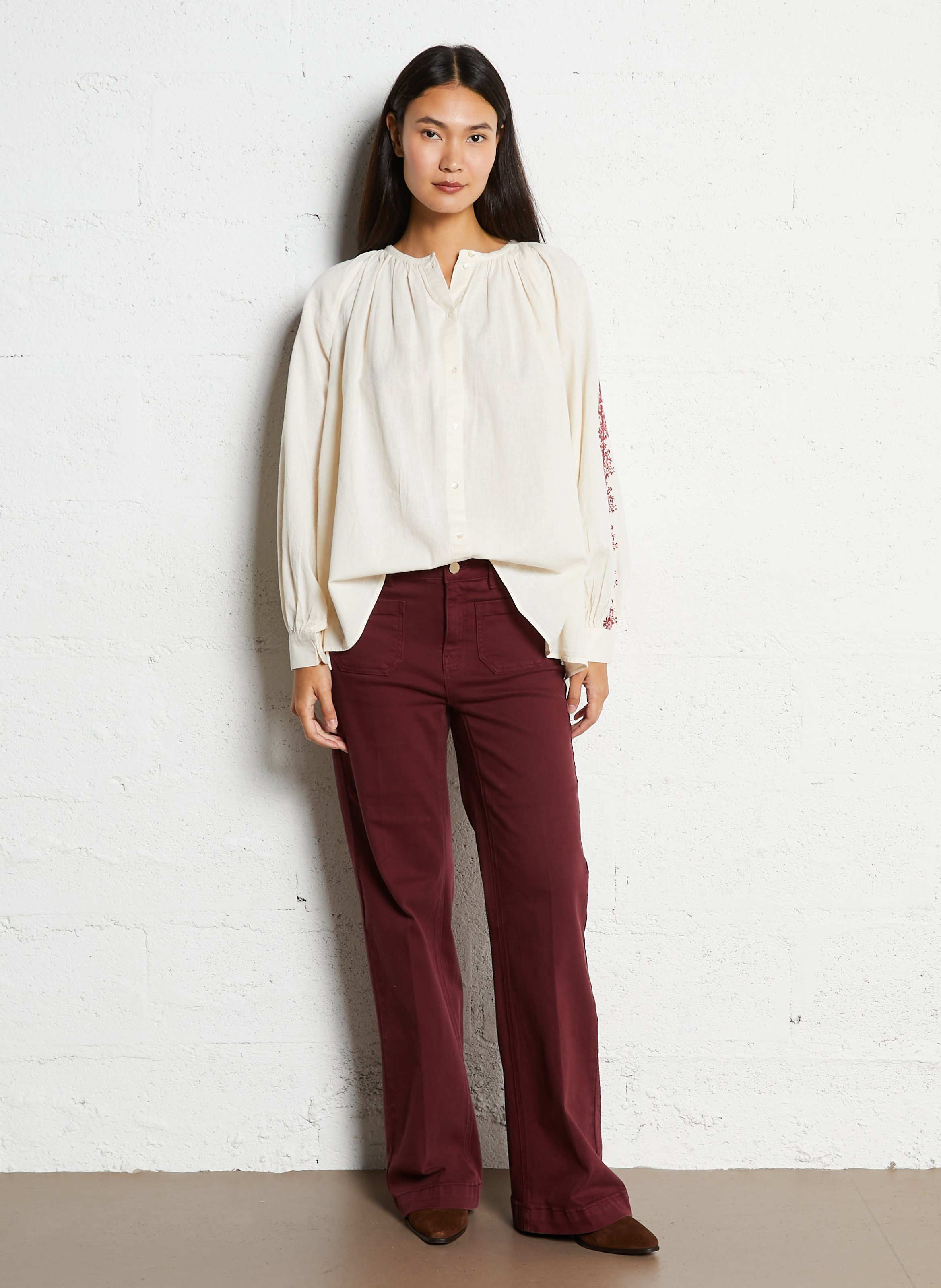 Blouse col rond en coton HOD PARIS Beige