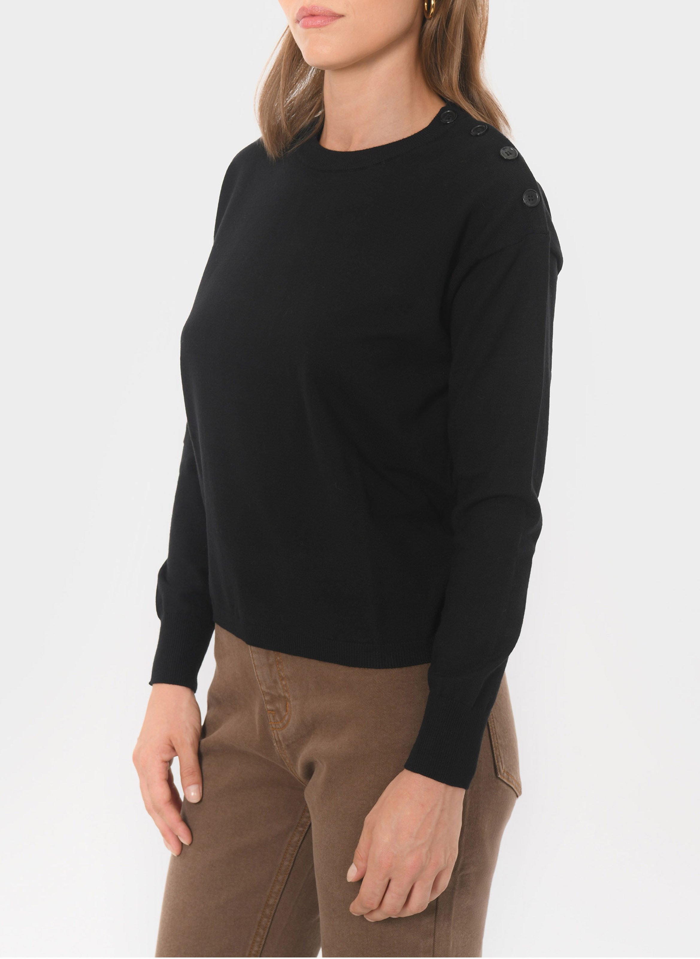 Kurzärmliger Pullover mit Rundhalsausschnitt KOOKAI Schwarz