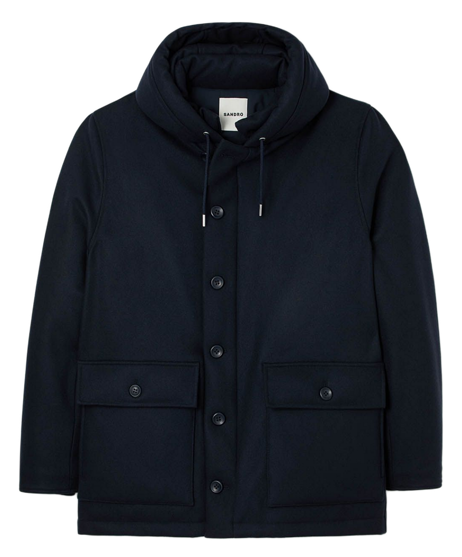 Recht gesneden parka met knopen en capuchon SANDRO Blauw