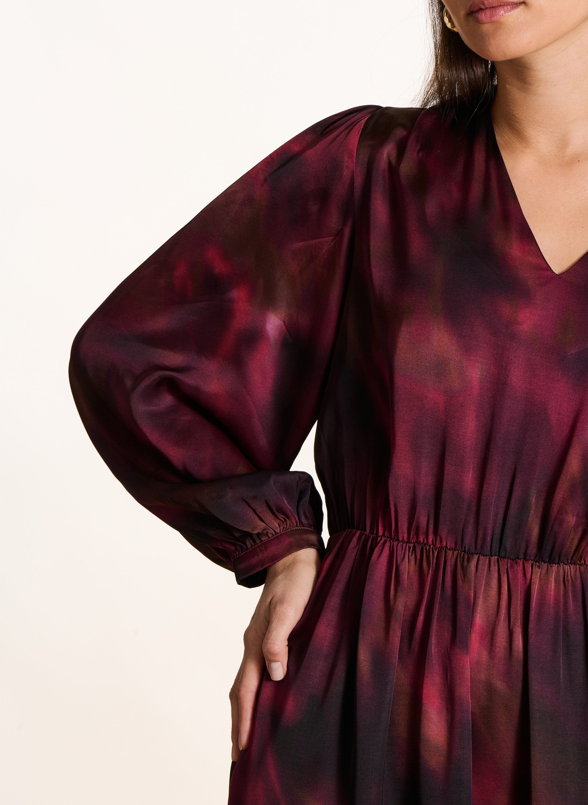 Robe midi col V LA FEE MARABOUTEE Red