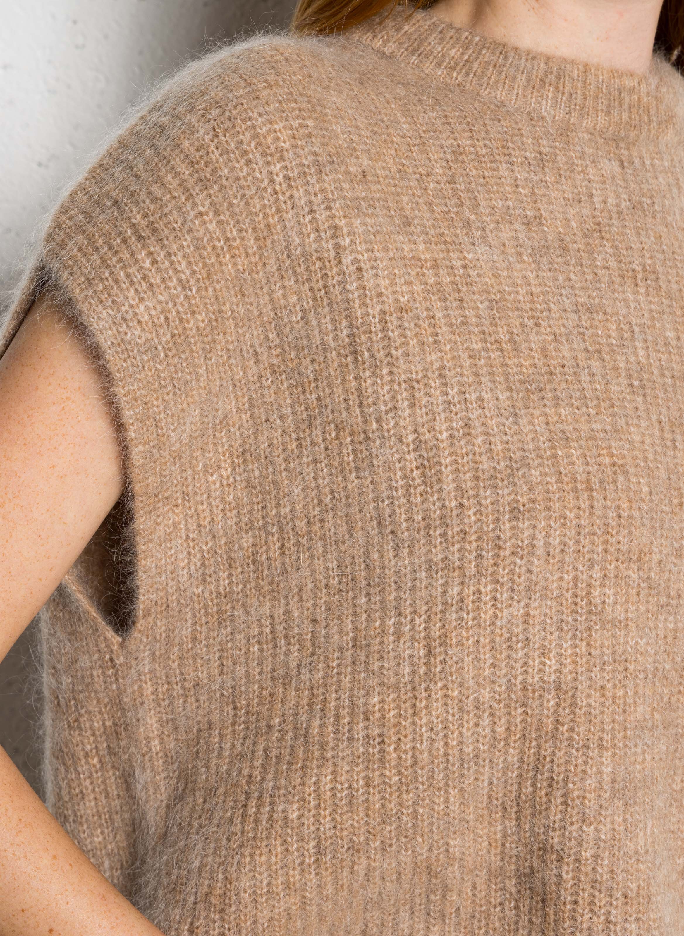 Pull oversize col rond en maille MAISON 123 Beige