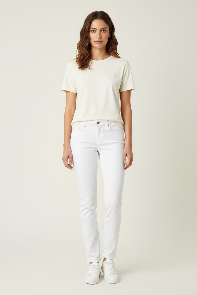 Cropped slim jeans with studs COMPTOIR DES COTONNIERS - Seconde main White