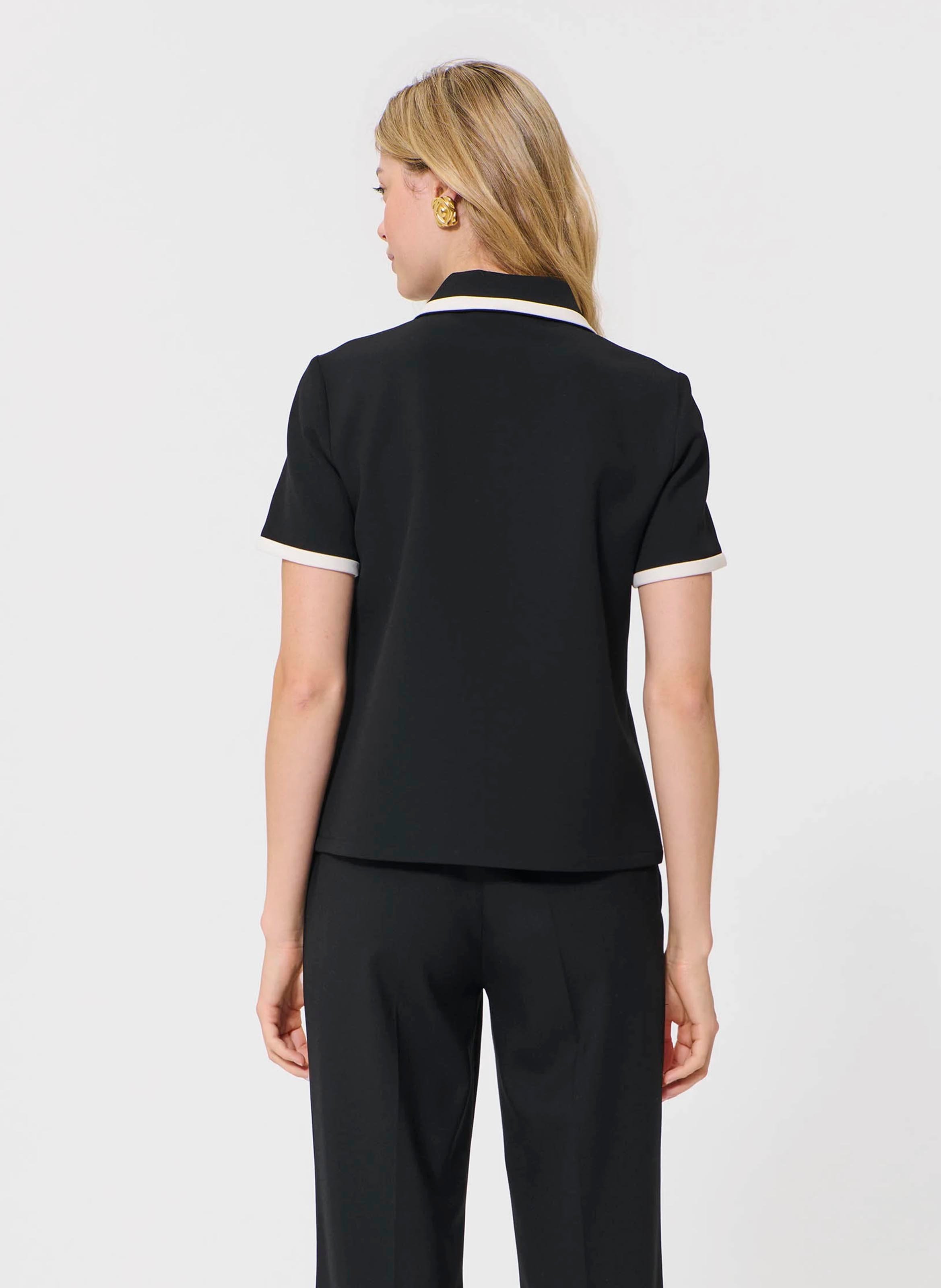 Straight fit classic collar polo TARA JARMON Black