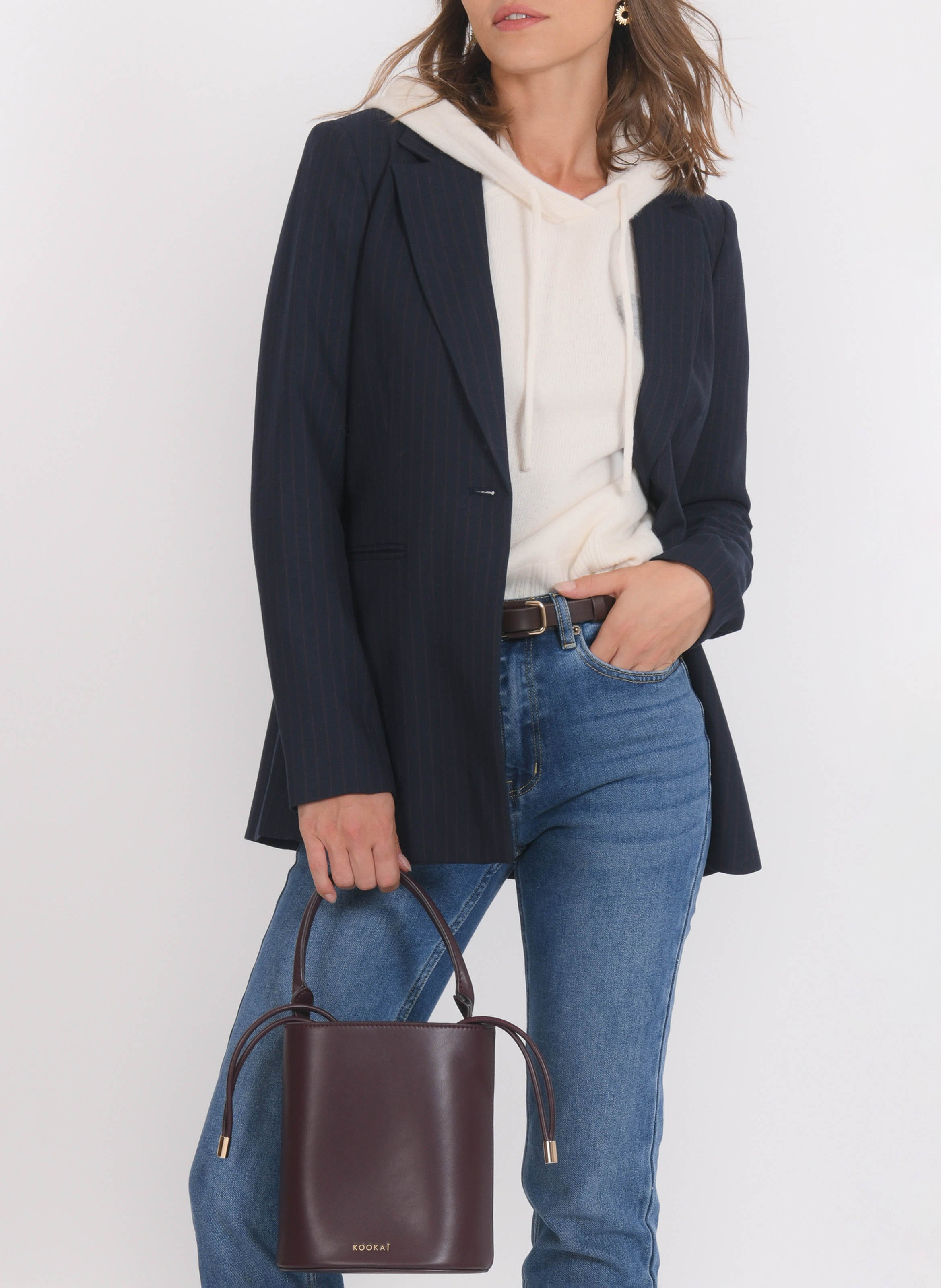 Veste droite col tailleur à rayures KOOKAI Bleu