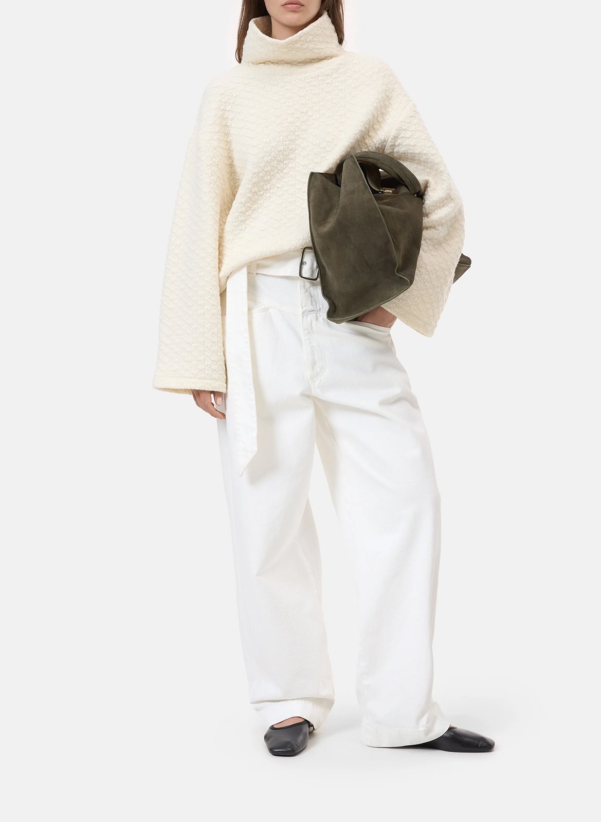 Pull ample col montant en laine mélangée CLOSED Blanc