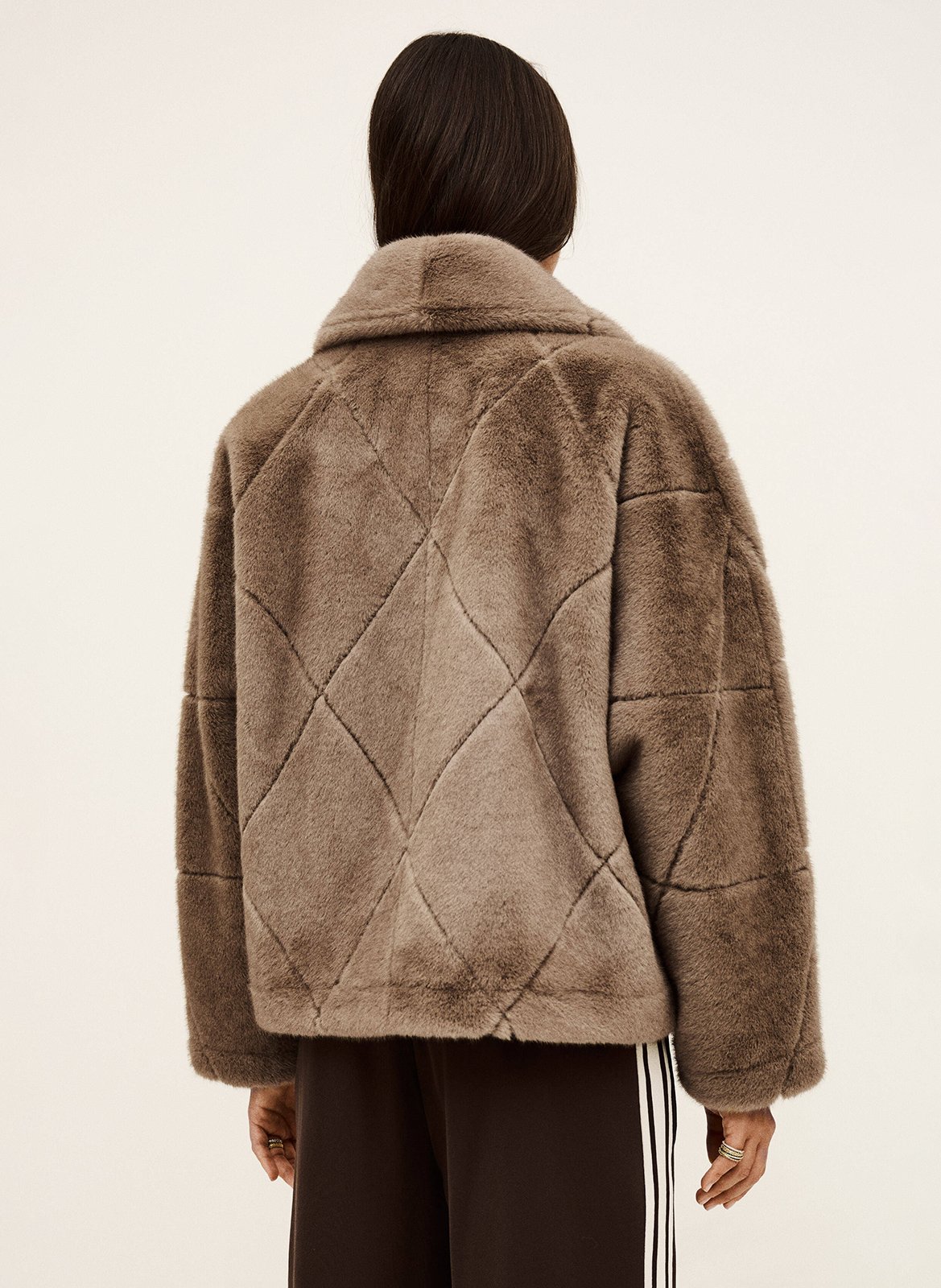 Oversized jas met omgeslagen kraag en faux bonteffect BA&SH Bruin