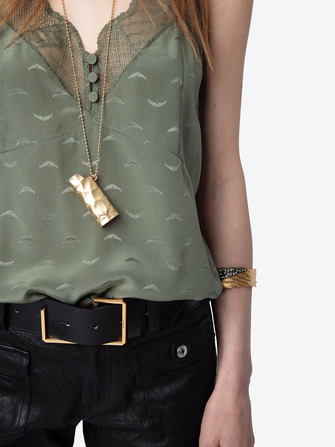 Caraco col V en soie ZADIG&VOLTAIRE Vert