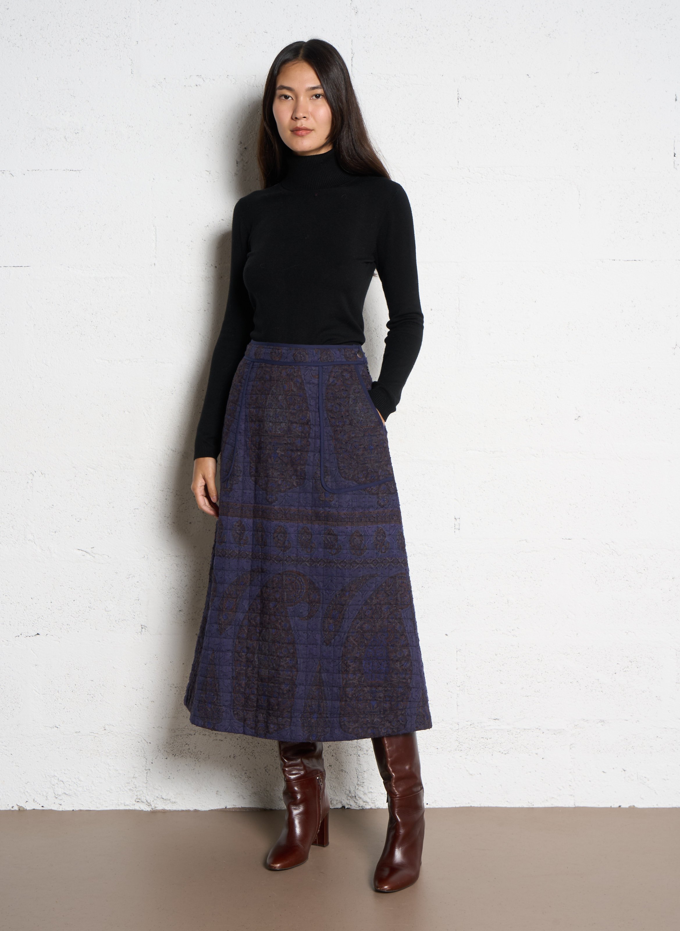 Langer Baumwollrock ANTIK BATIK Blau