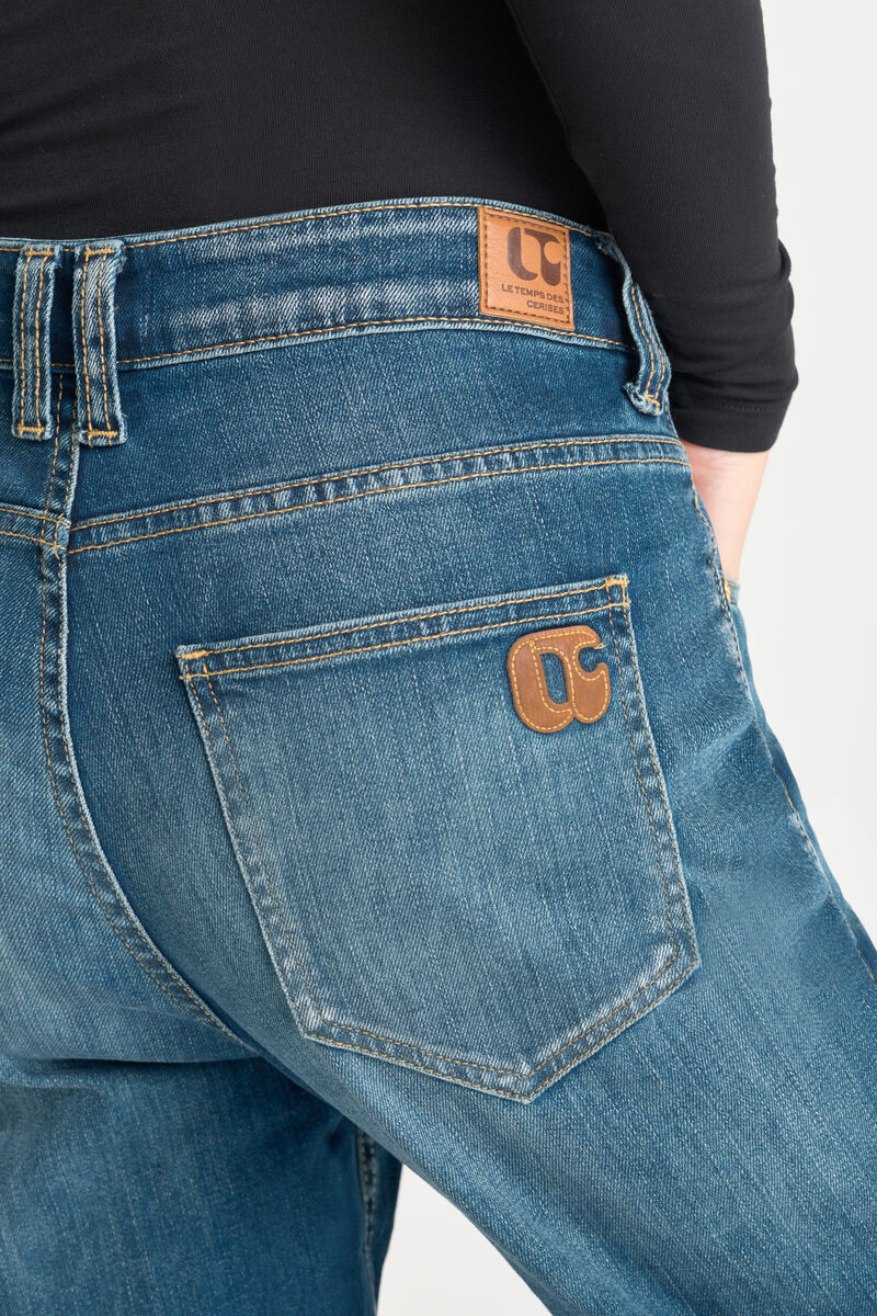 Loose, oversized girlfriend high-waisted jeans, length 34 LE TEMPS DES CERISES Blue