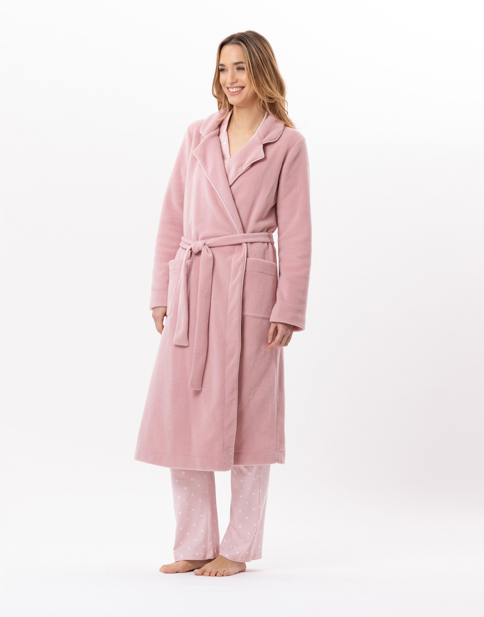 Crossed fleece dressing gown LE CHAT Pink