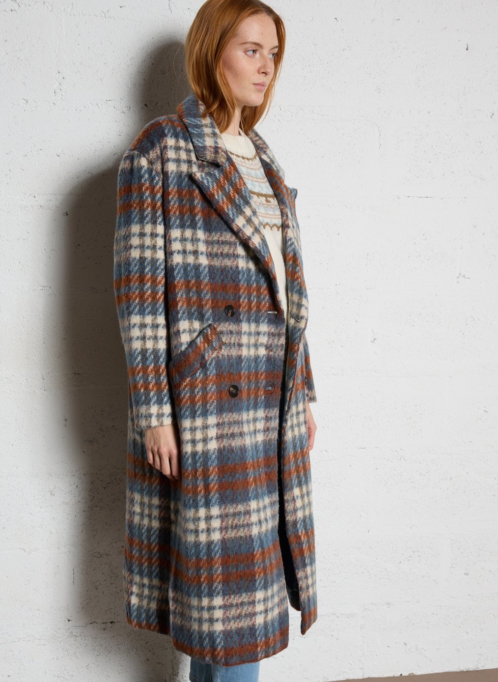 Manteau long oversize à carreaux LA PETITE ETOILE Multicolore