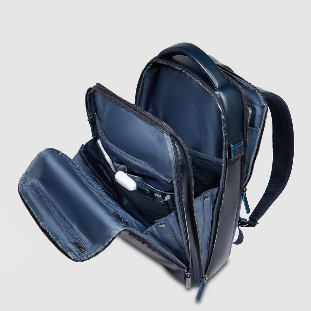 Fast-check travel backpack for computer and iPad® Pro 12.9 with shockproof and RFID protection PIQUADRO Blue