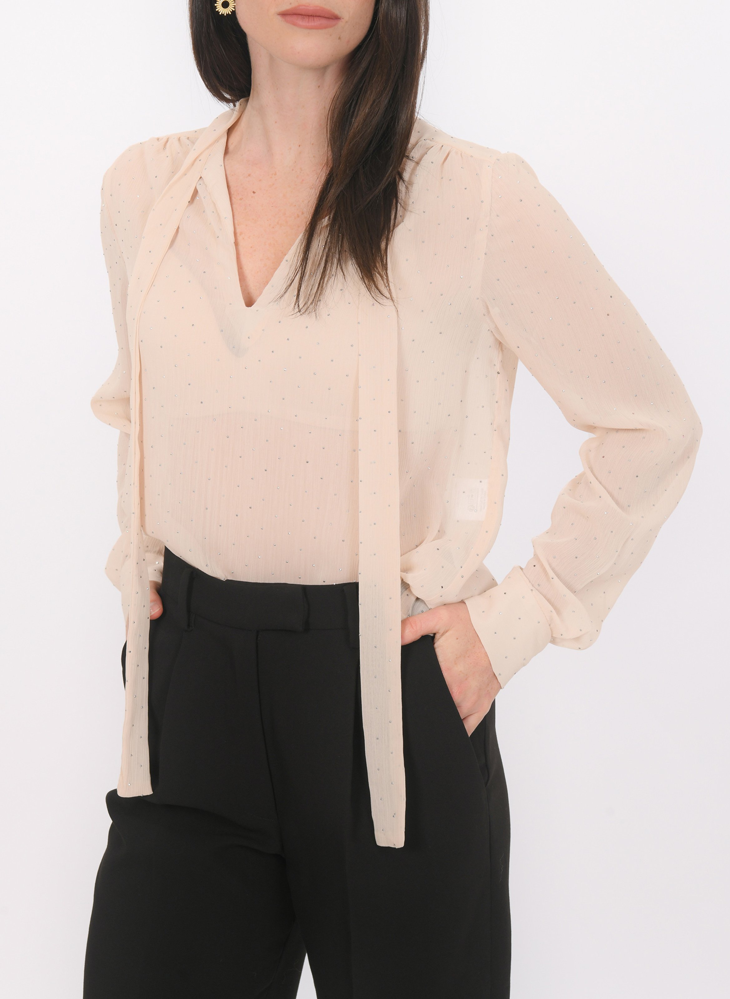 Recht hemd met strass KOOKAI Beige