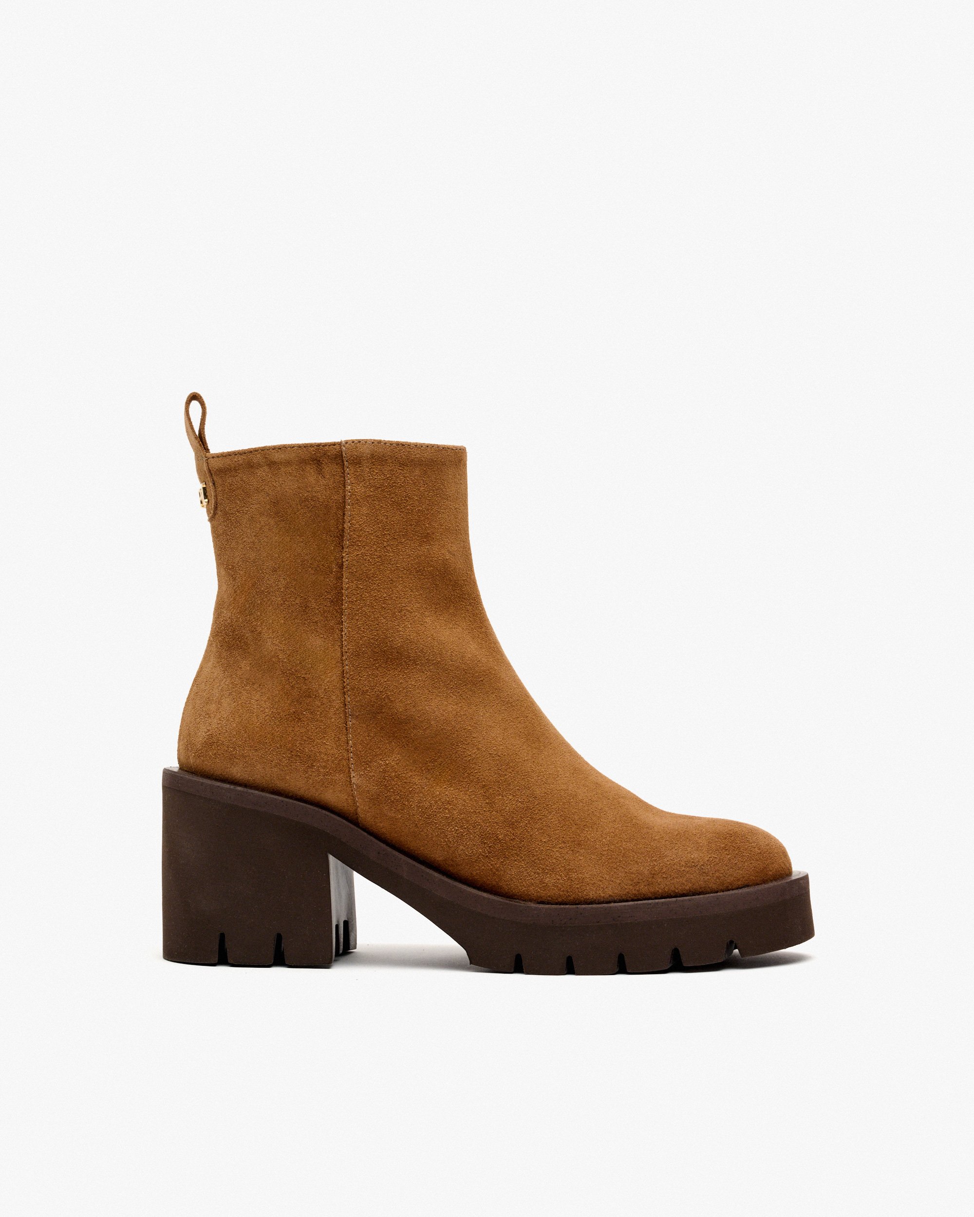 Velvet platform ankle boots. PEDRO MIRALLES Brown