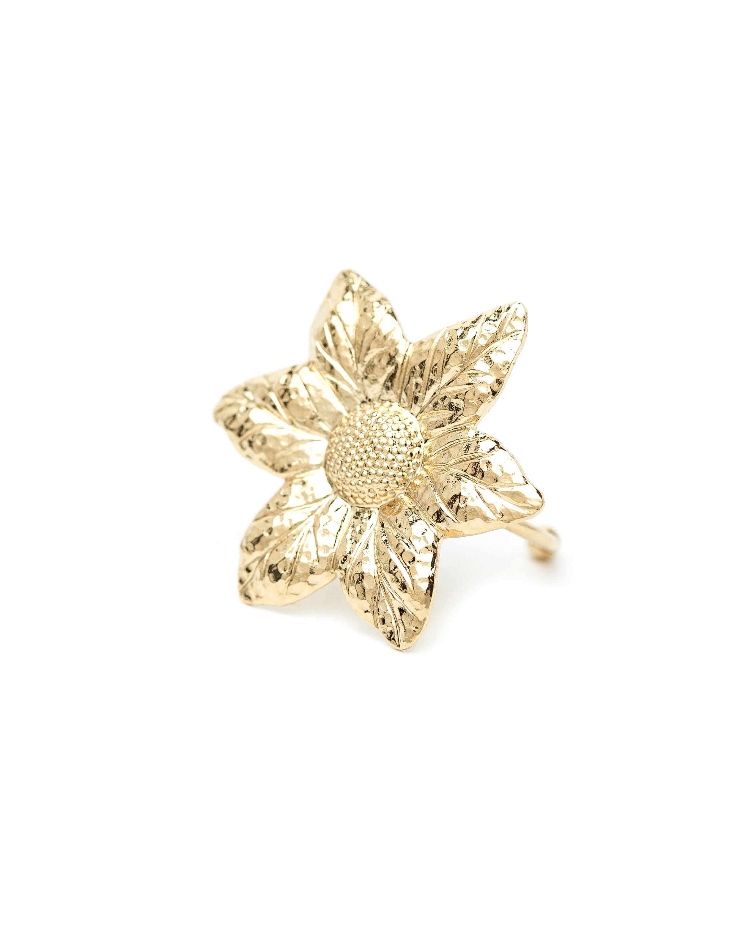 THÉIA - fine gold-plated flower maxi ring MONSIEUR SIMONE Golden