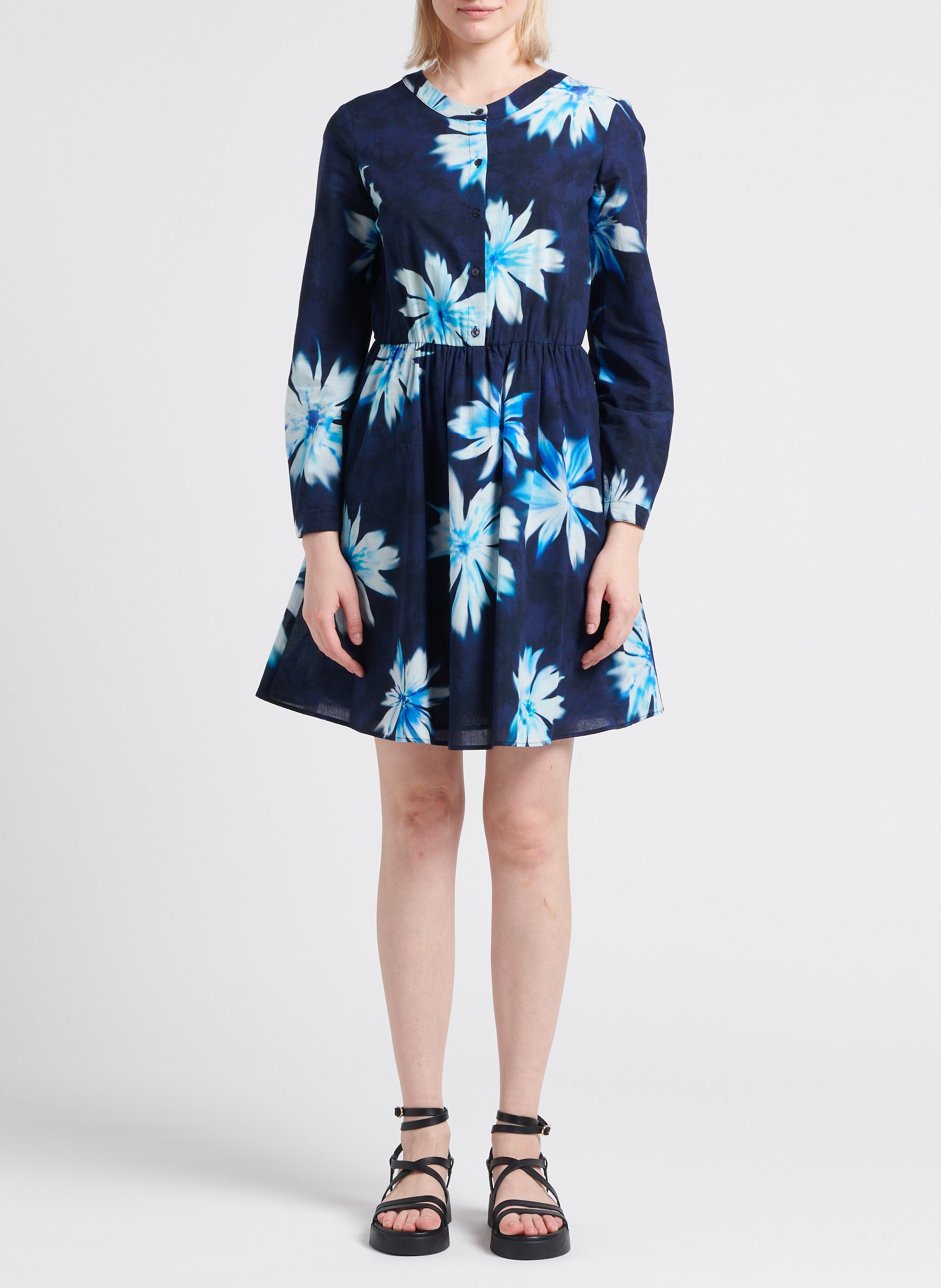 Robe courte col rond imprimé floral PENNYBLACK Bleu