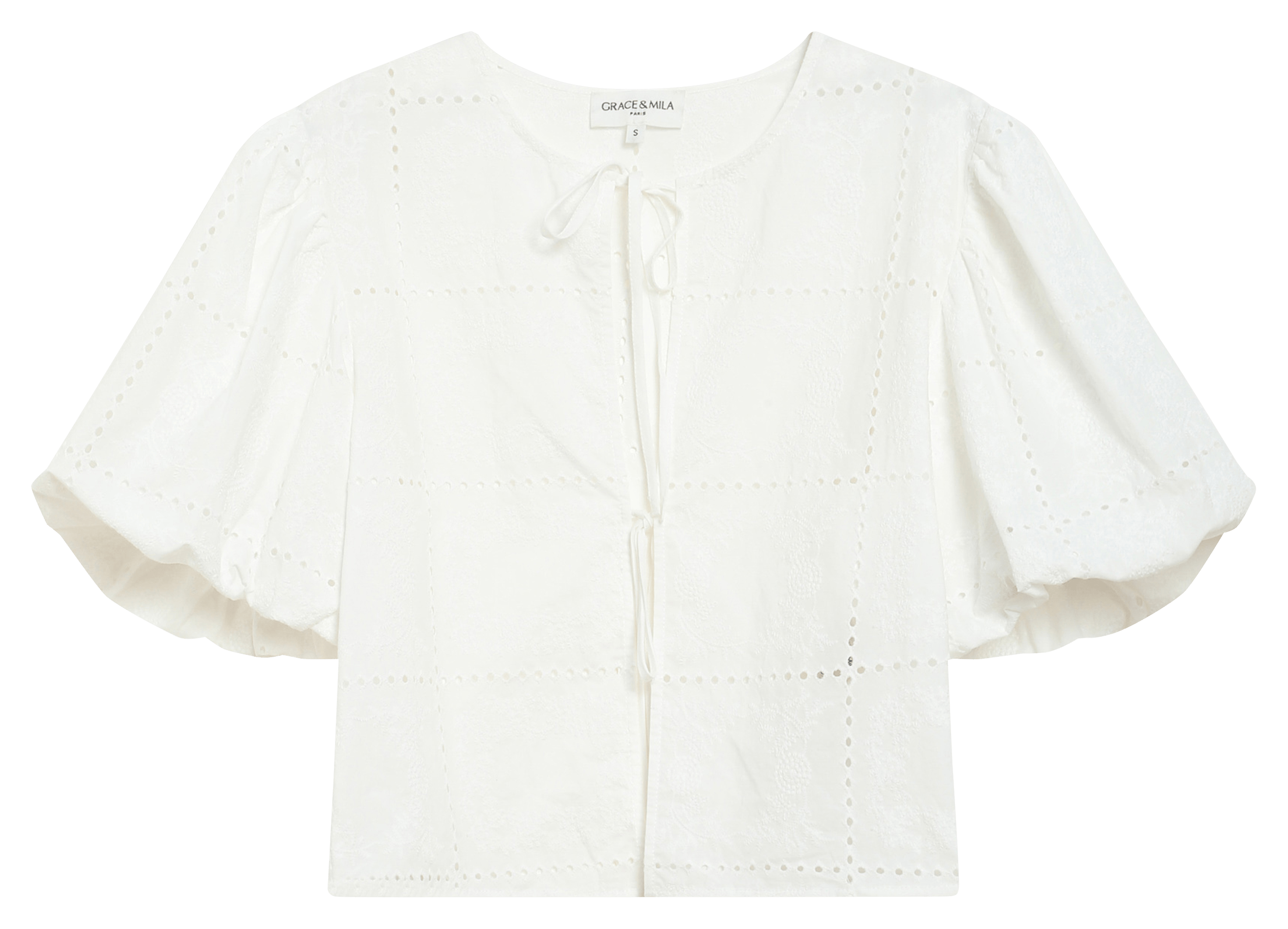 Blouse met ronde hals van katoen GRACE ET MILA Wit