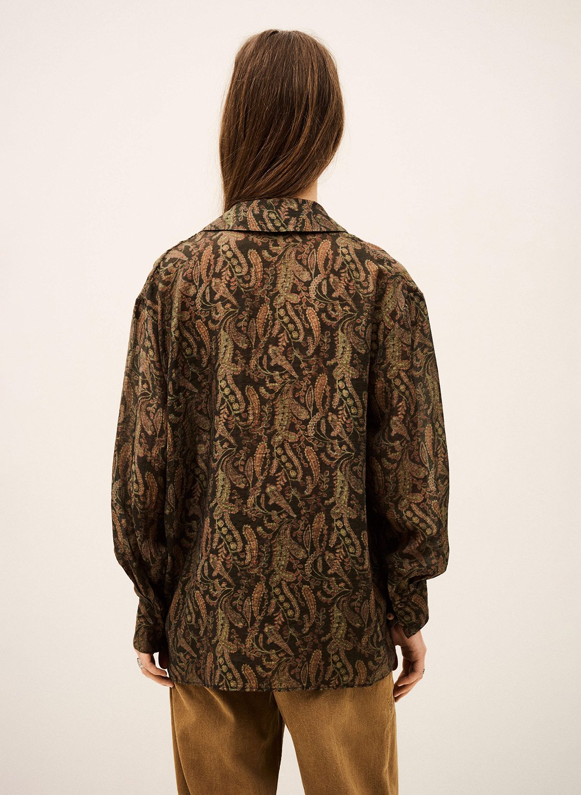 Chemise droite col classique imprimée BA&SH Kaki