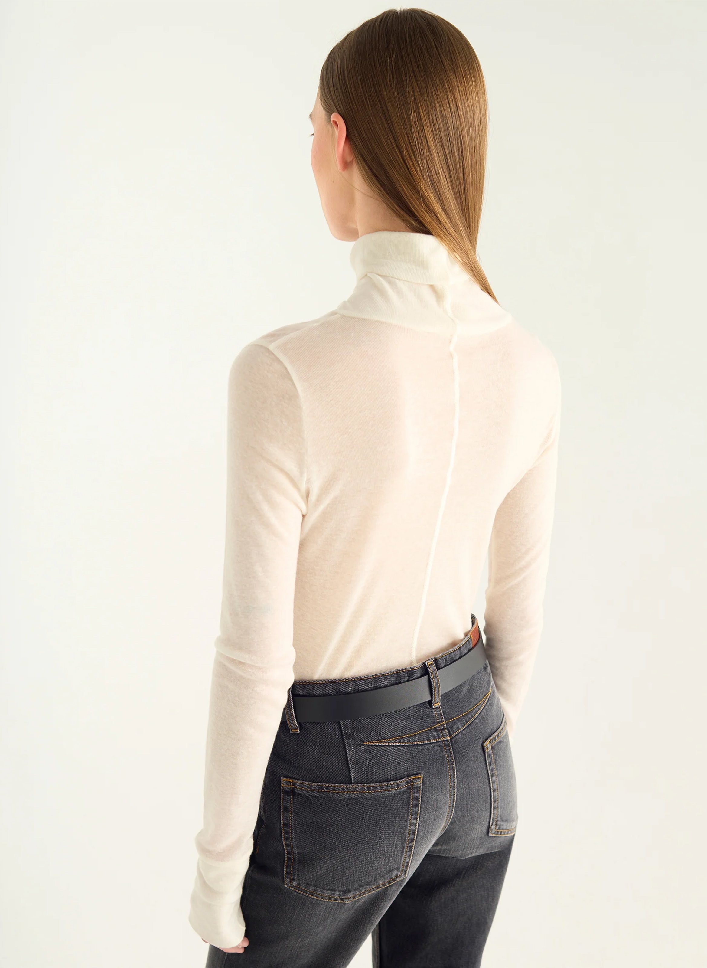 Cotton-blend turtleneck ACOTE White