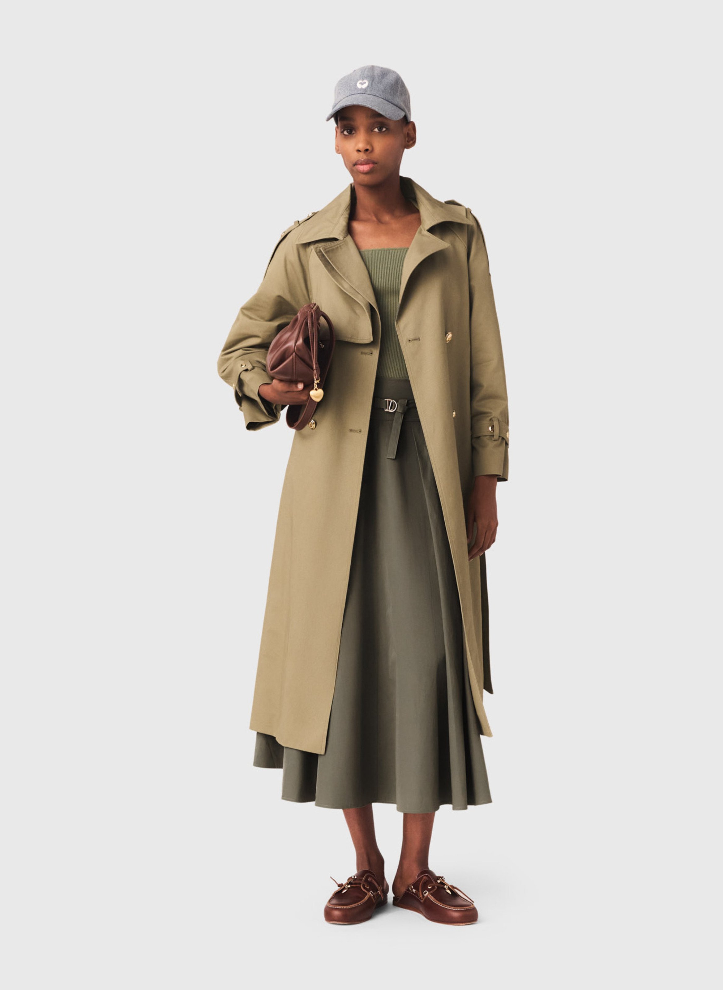 Fitted cotton trench coat MAJE Khaki