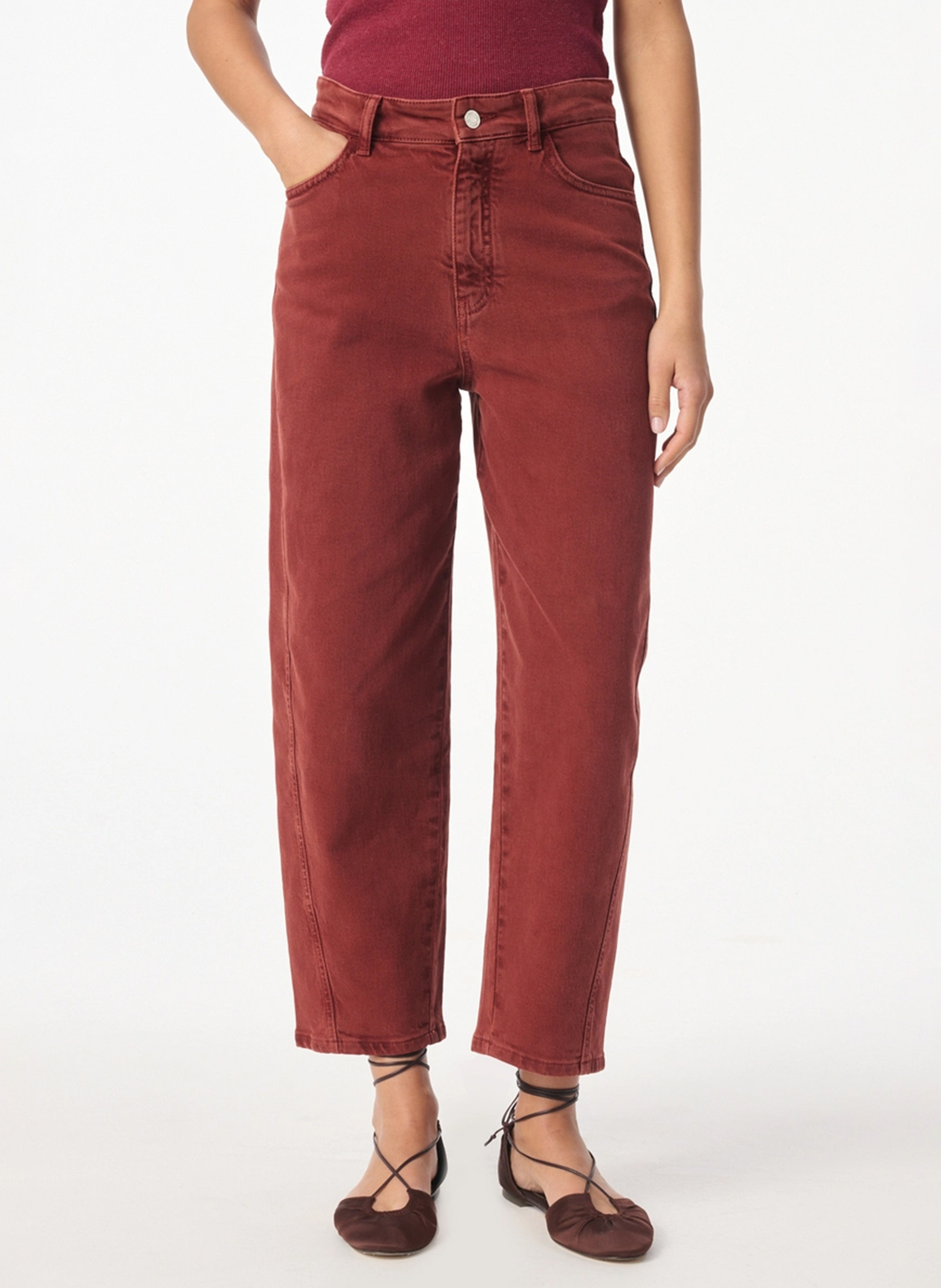 Jean boyfriend en coton stretch  VANESSA BRUNO Rouge