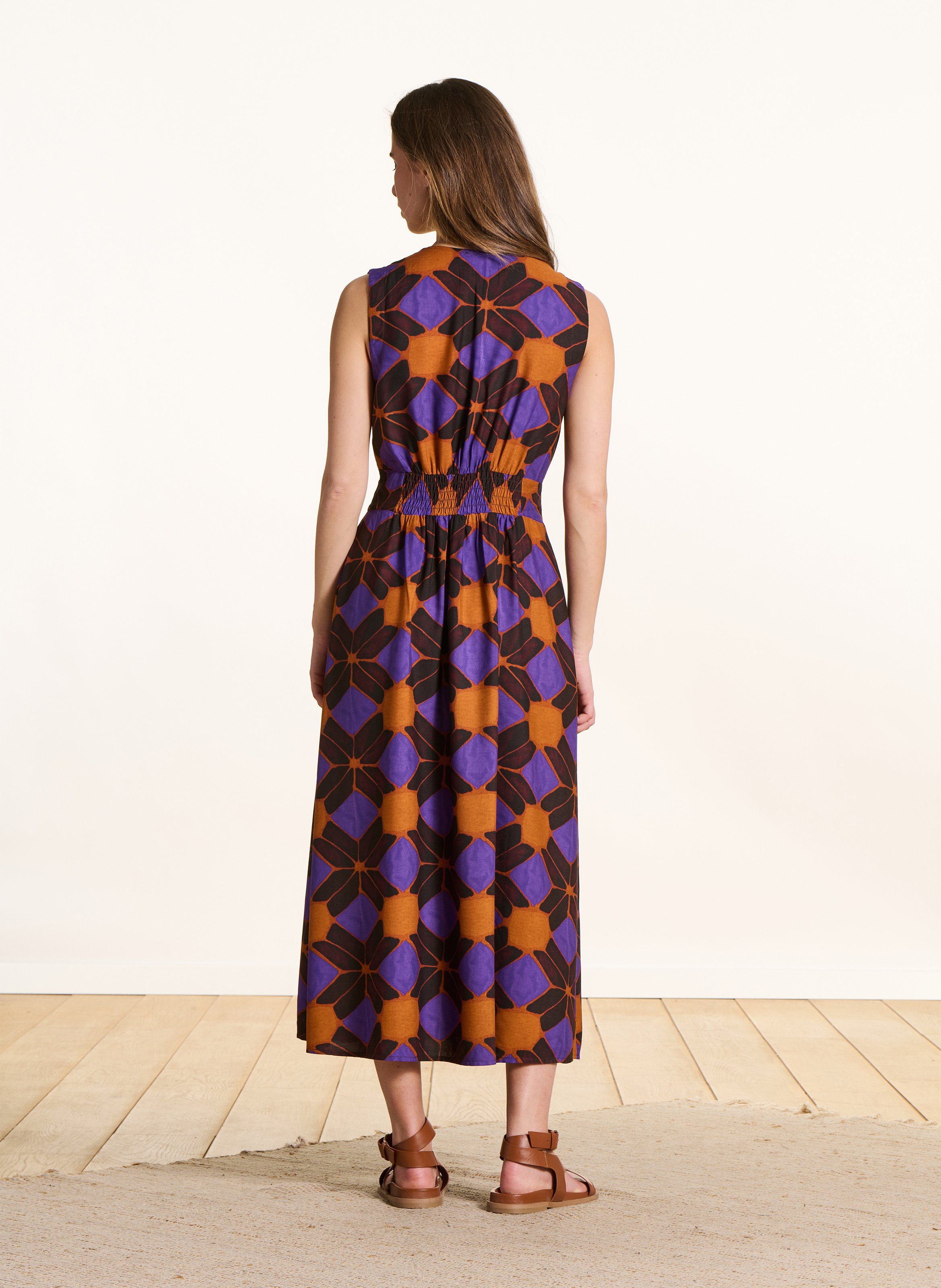 Lange jurk met V-hals en print LA FEE MARABOUTEE Multicolored