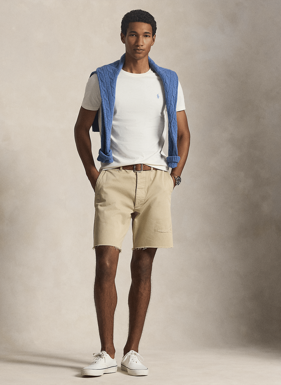 Rundhals-T-Shirt aus Baumwolle, Slim Fit POLO RALPH LAUREN Beige