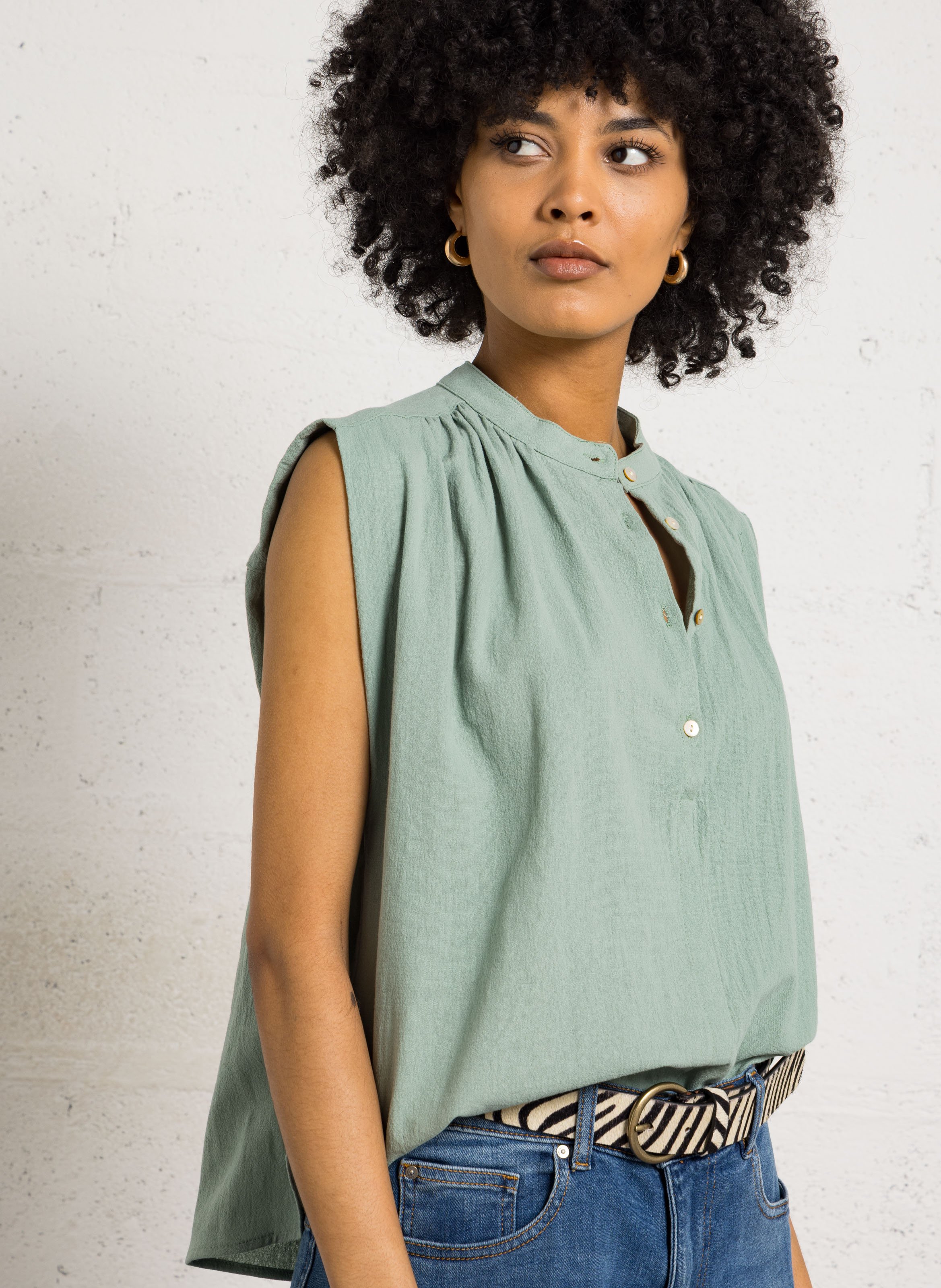 Ruimvallende, katoenen blouse THE KORNER Blauw