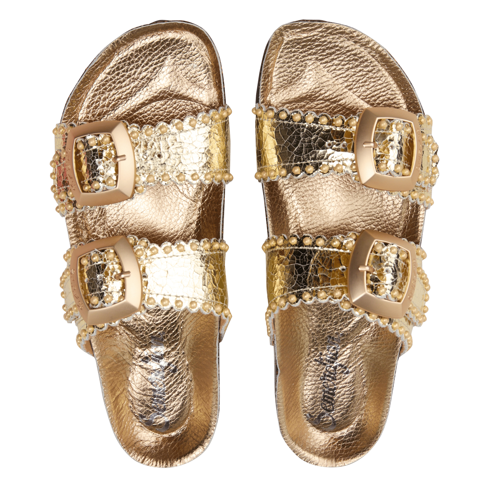 Sandales plates à brides en cuir craquelé SEMERDJIAN - SMR Argent