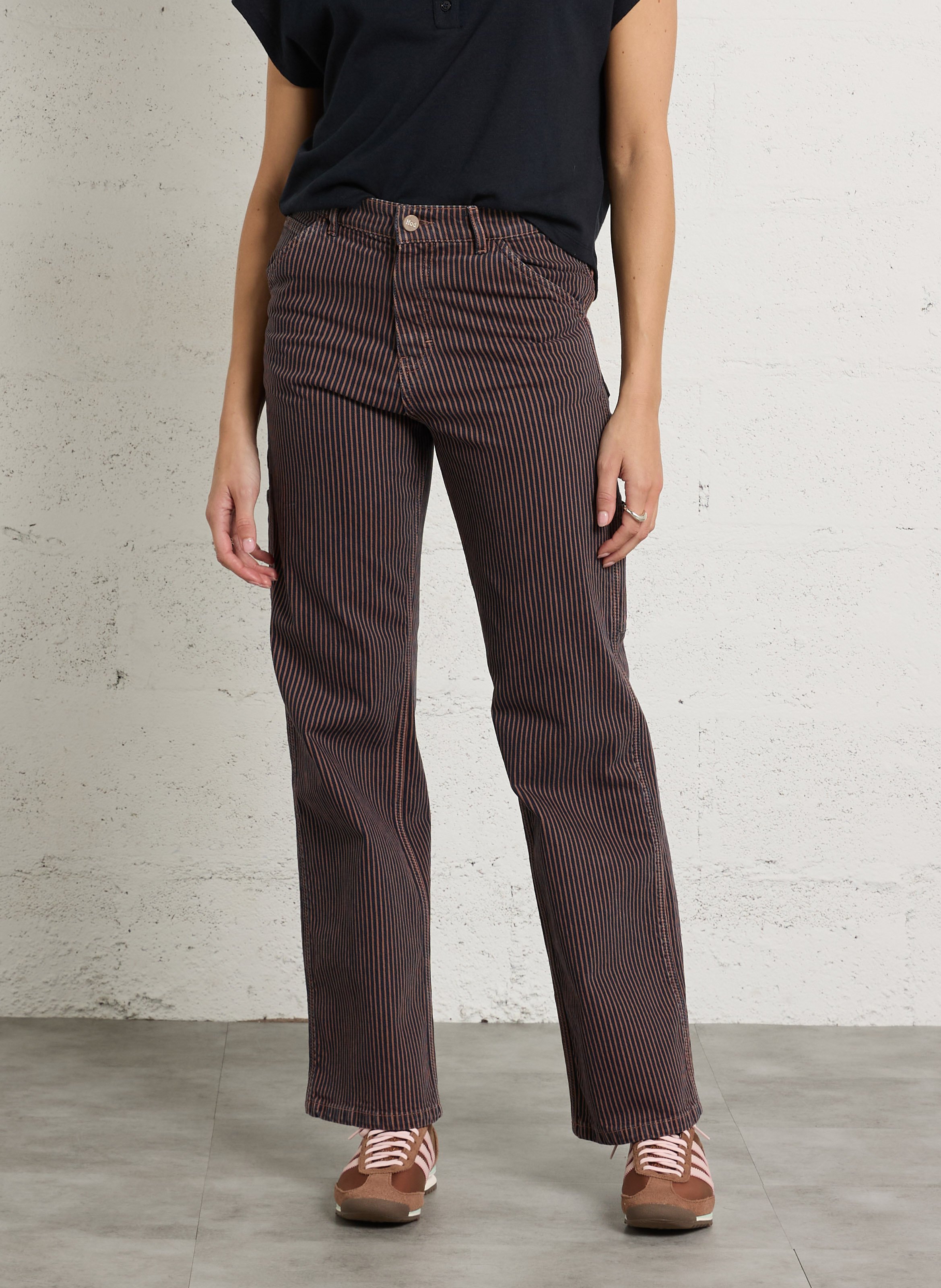 Gerade geschnittene Hose aus gestreifter Baumwollmischung HOD PARIS Blau