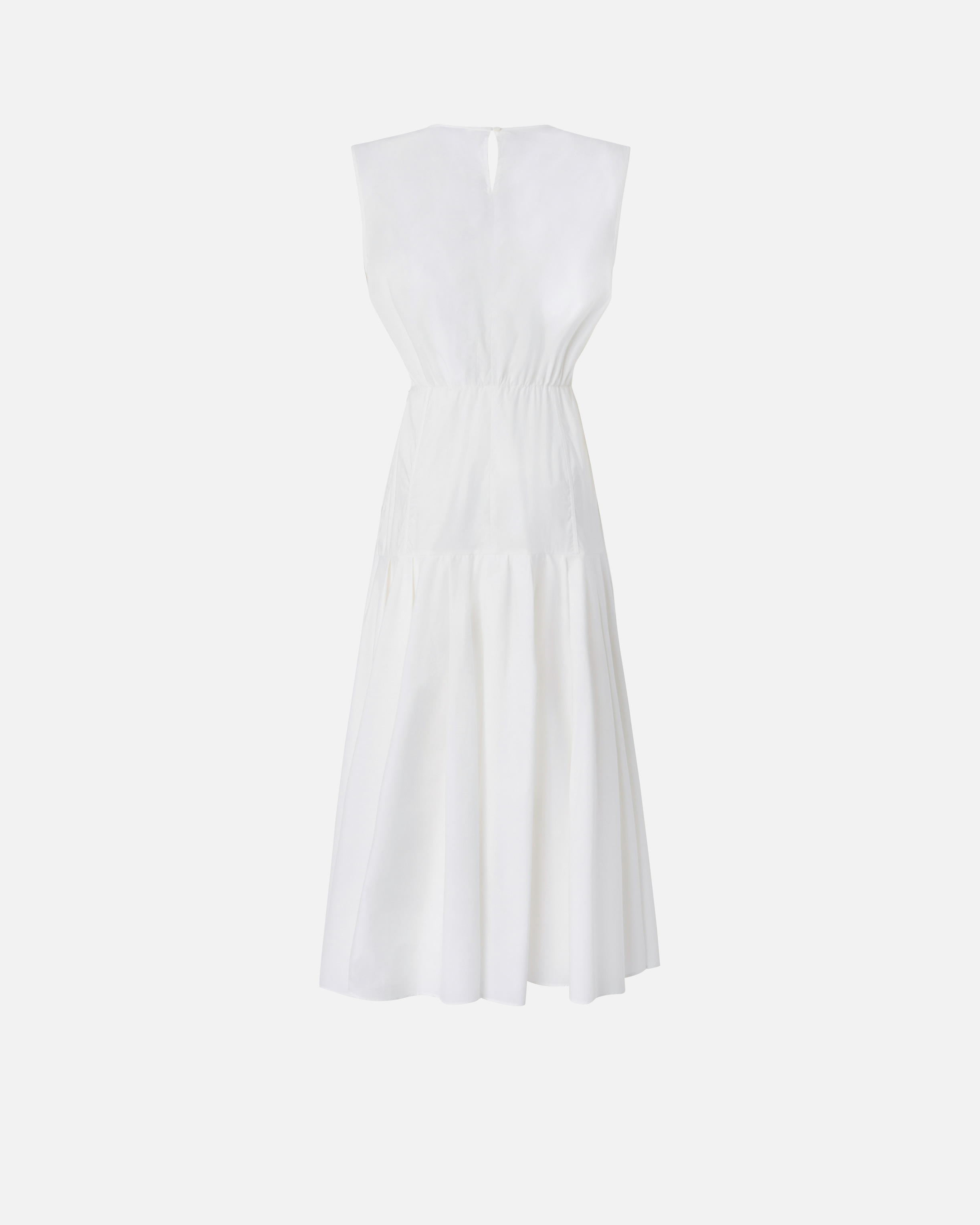 Robe midi plissée sans manches à découpe PINKO Blanc