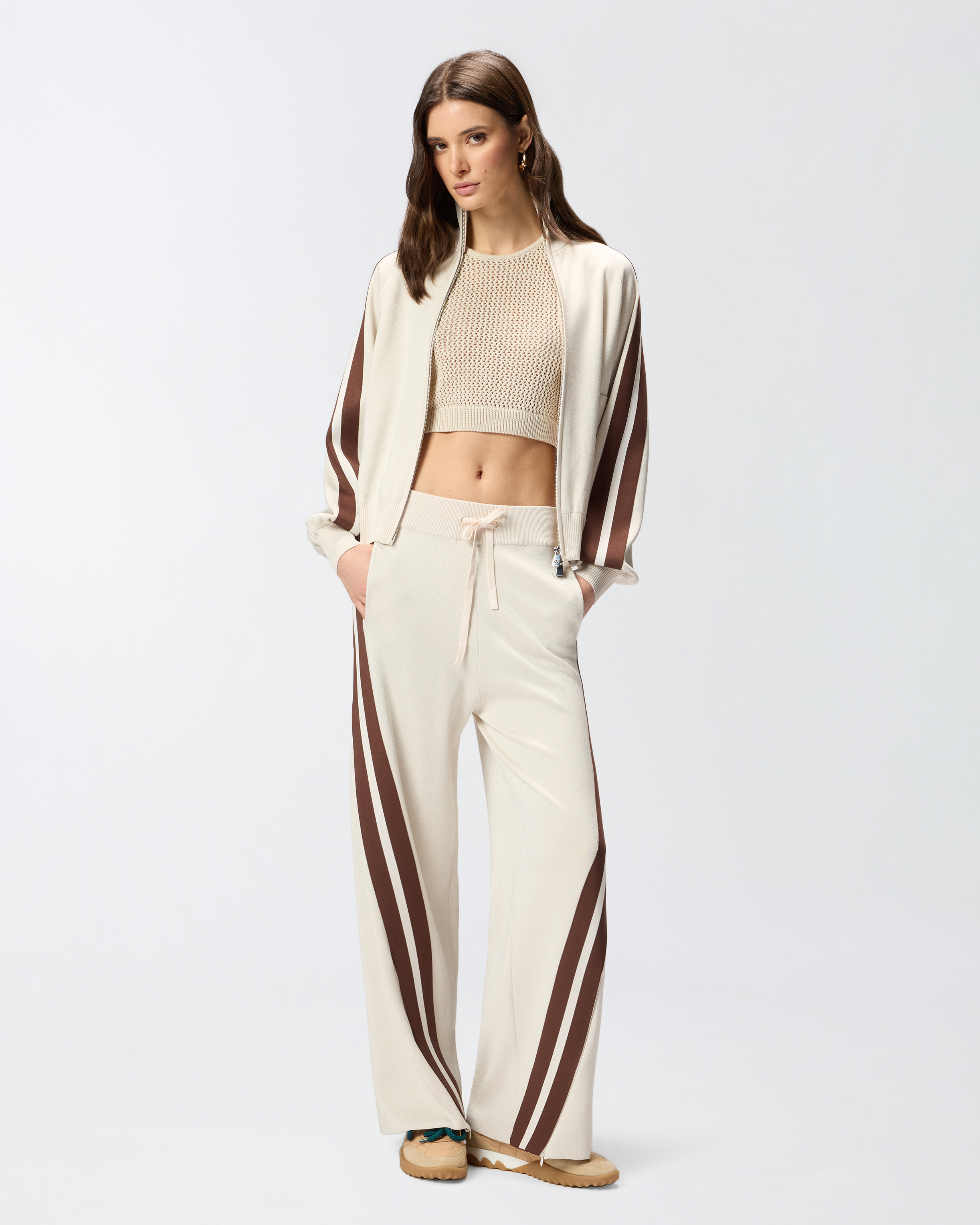 Crop top sans manches avec bandes au dos PINKO Gris