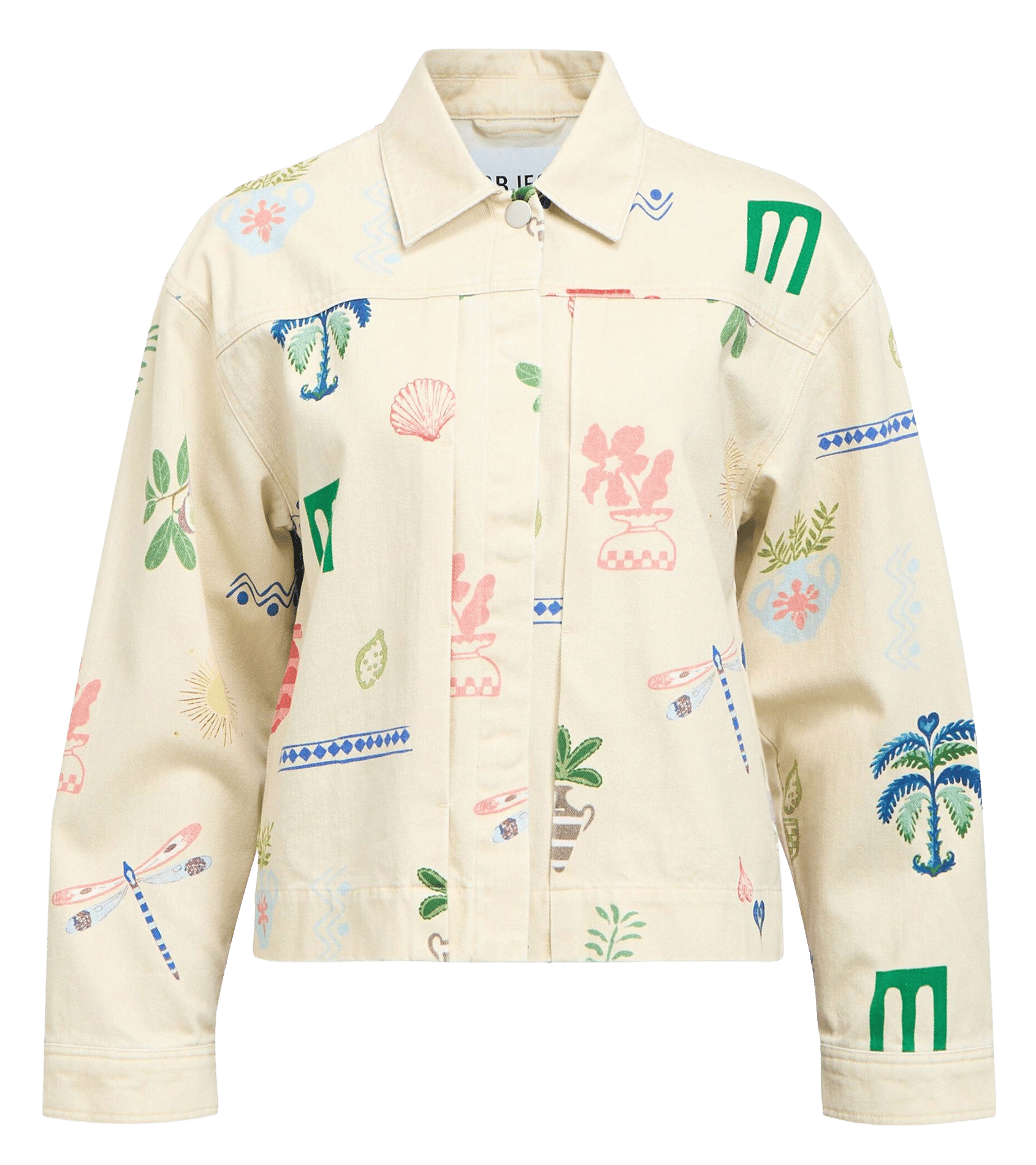 Straight jacket with classic collar in organic cotton and cotton OBJECT Brown