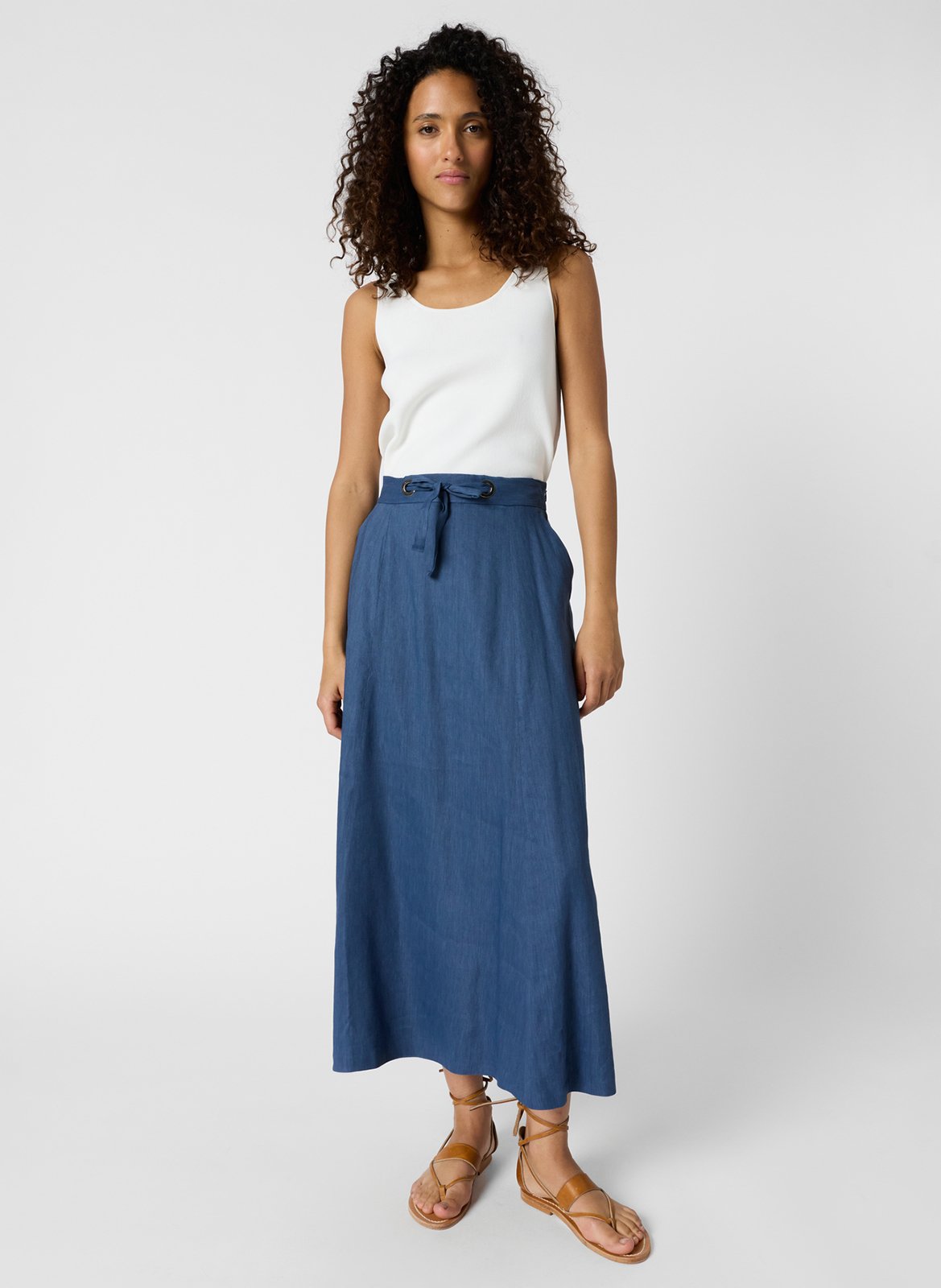 Jupe mi-longue évasée unie GERARD DAREL Bleu