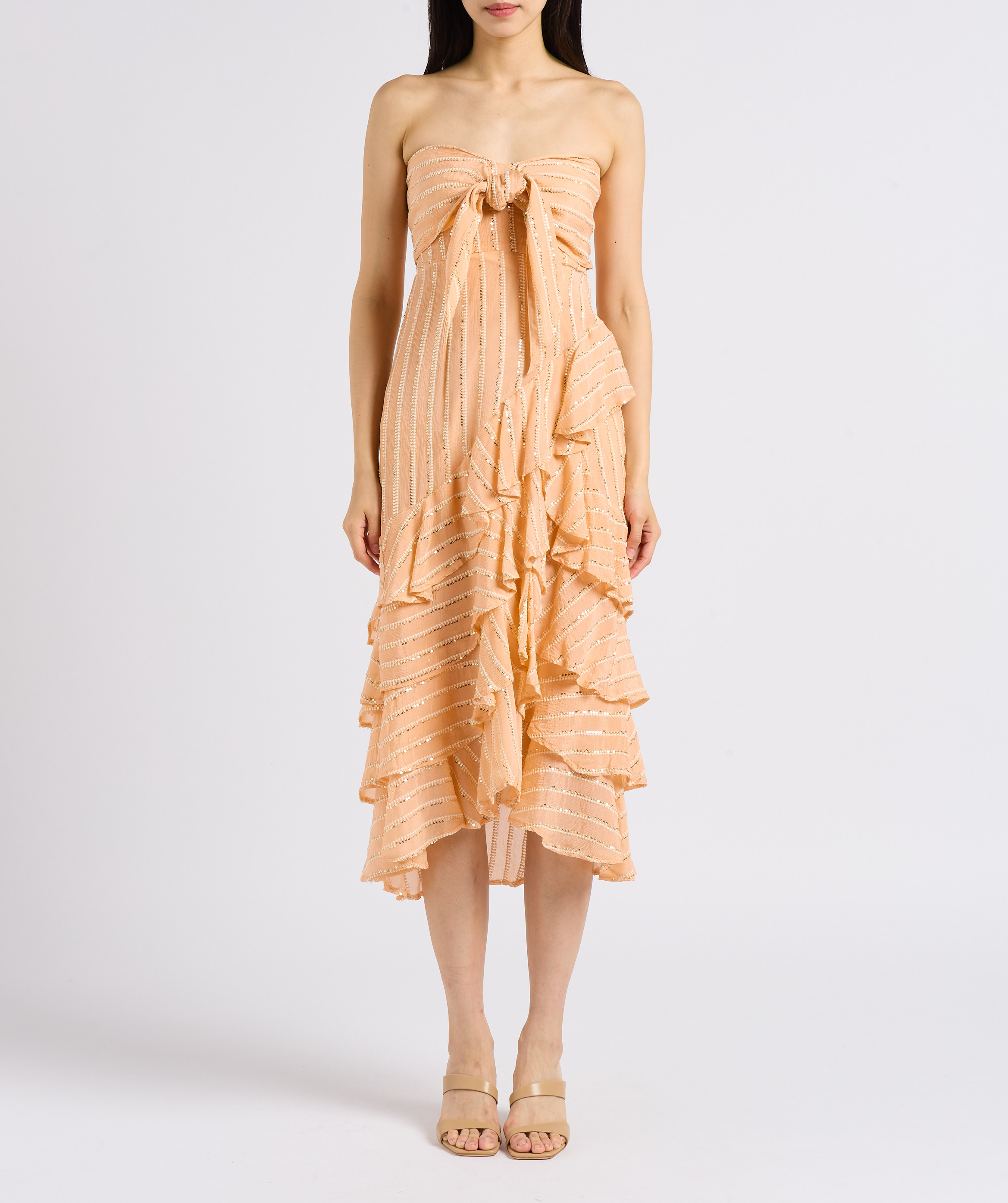 Abito bustier con volant e paillettes SUNDRESS Arancio
