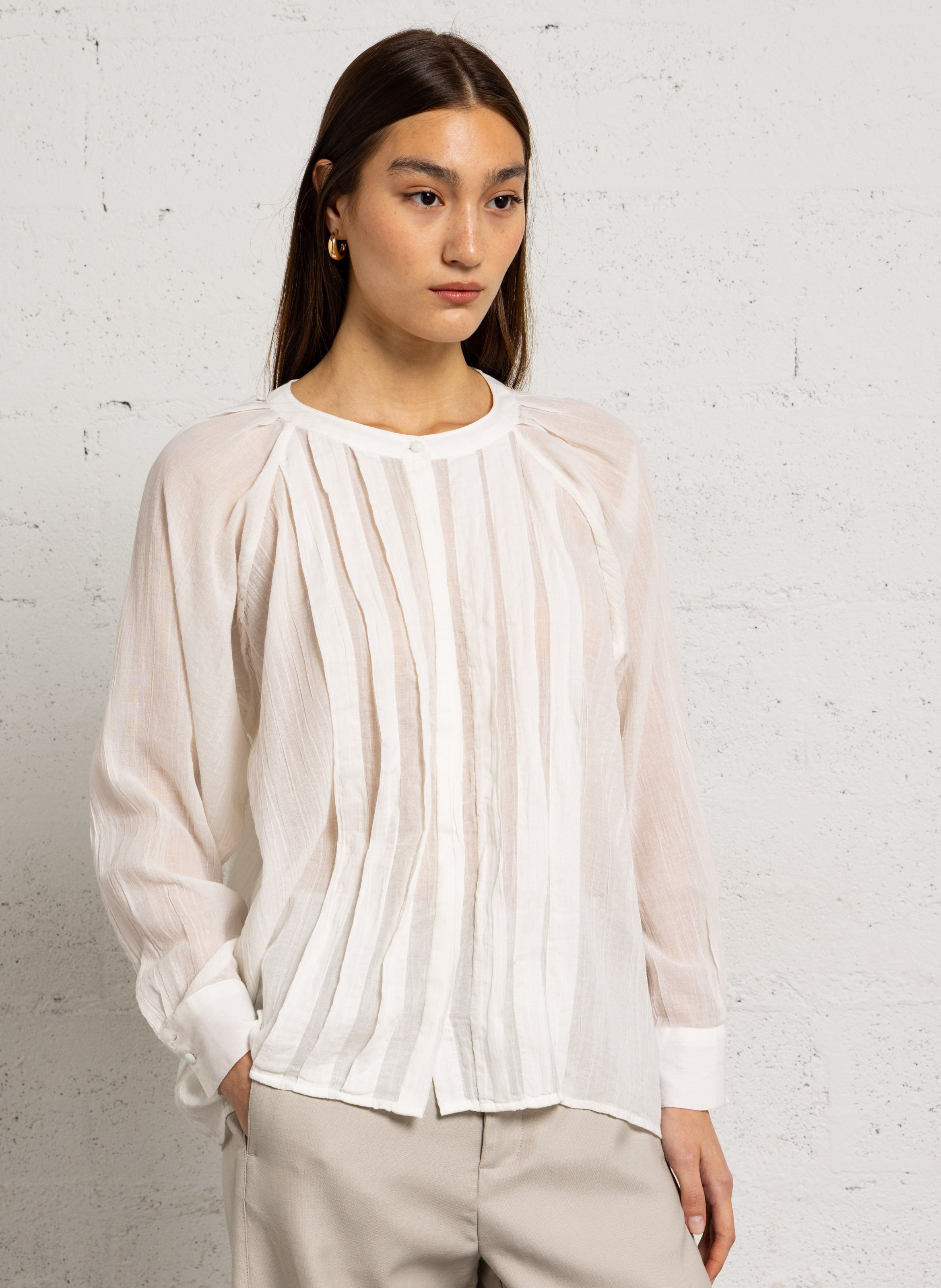Getailleerde effen blouse DIEGA Wit