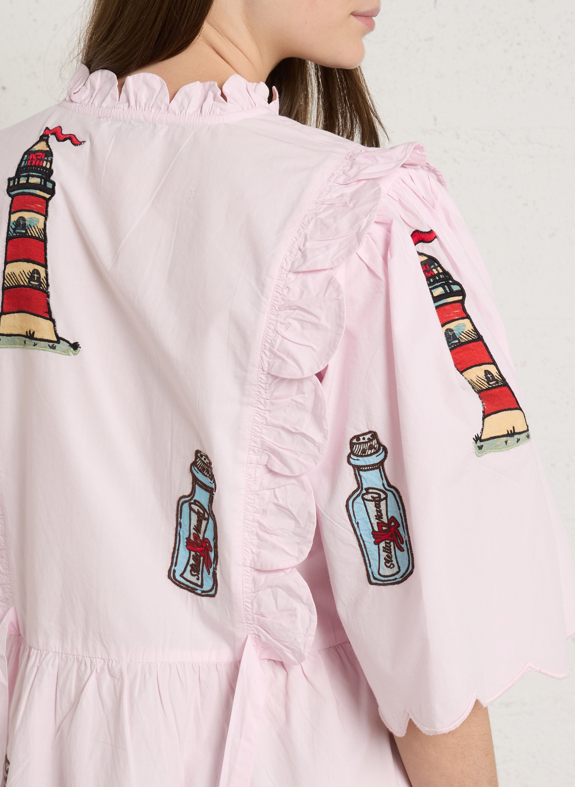 Long loose-fit organic cotton dress STELLA NOVA Pink
