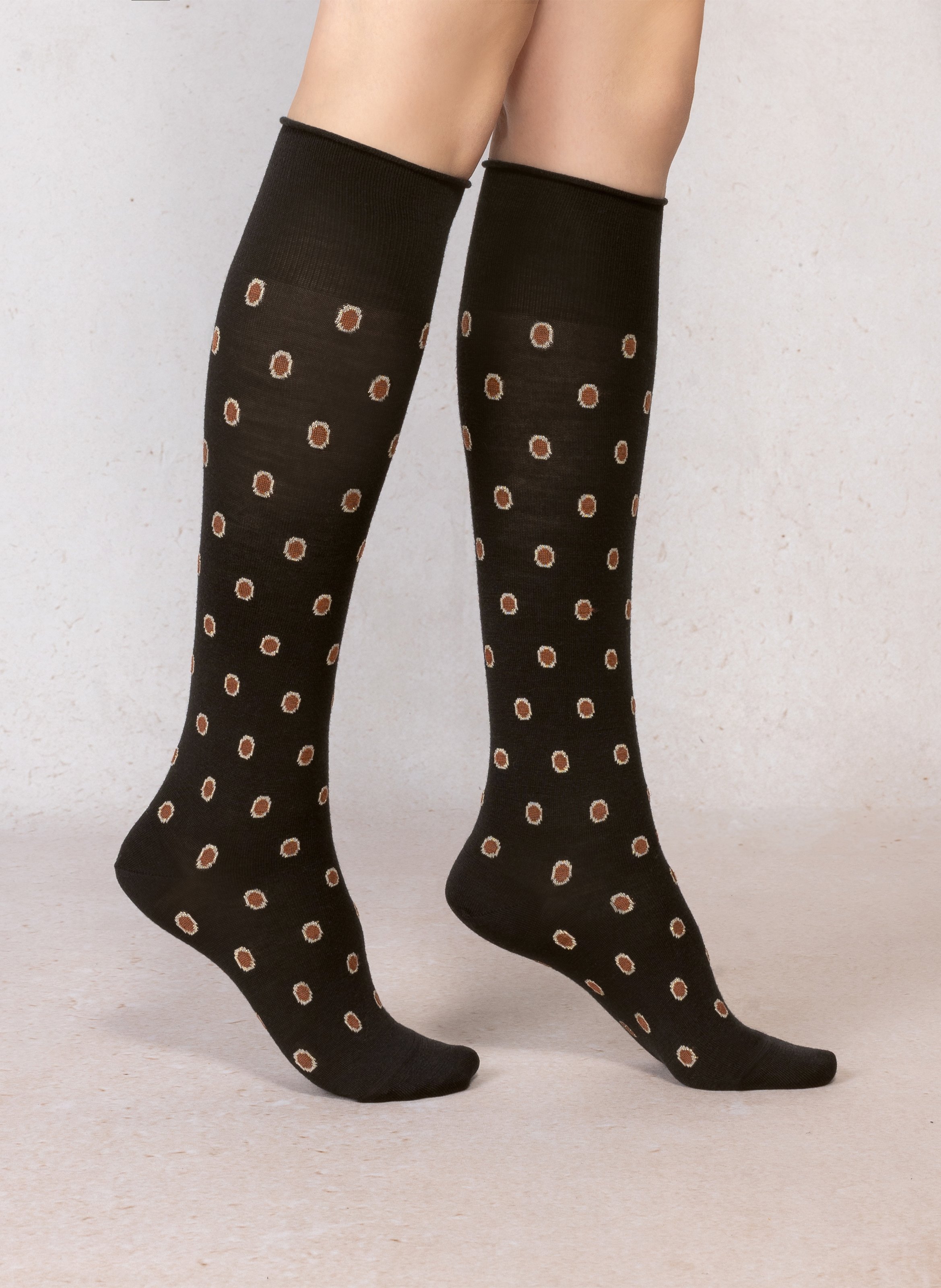 Kniestrümpfe mit Punkten aus Wollmischung | Schwarz BLEUFORET Damen