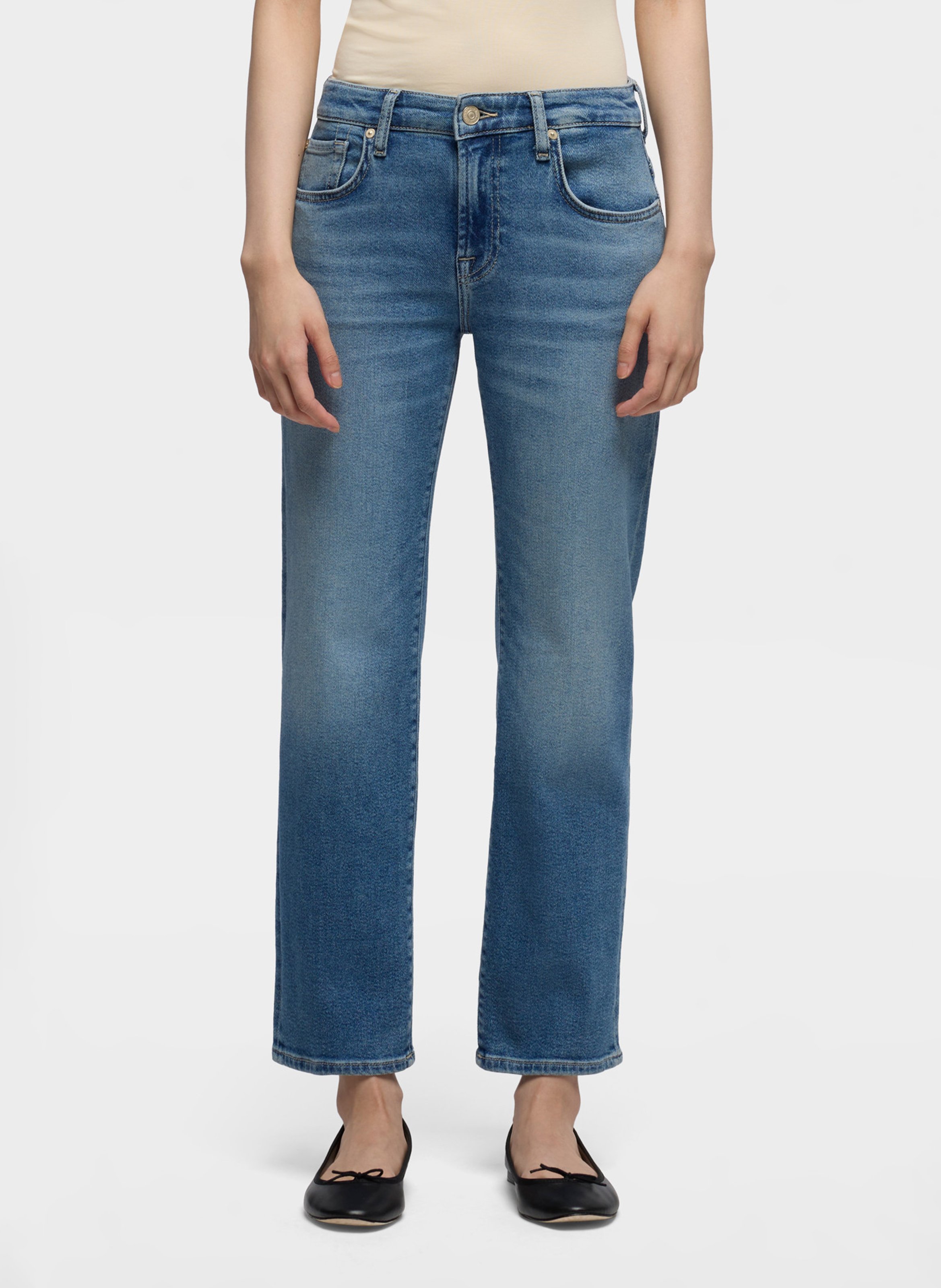Jean large en coton mélangé 7 FOR ALL MANKIND Bleu