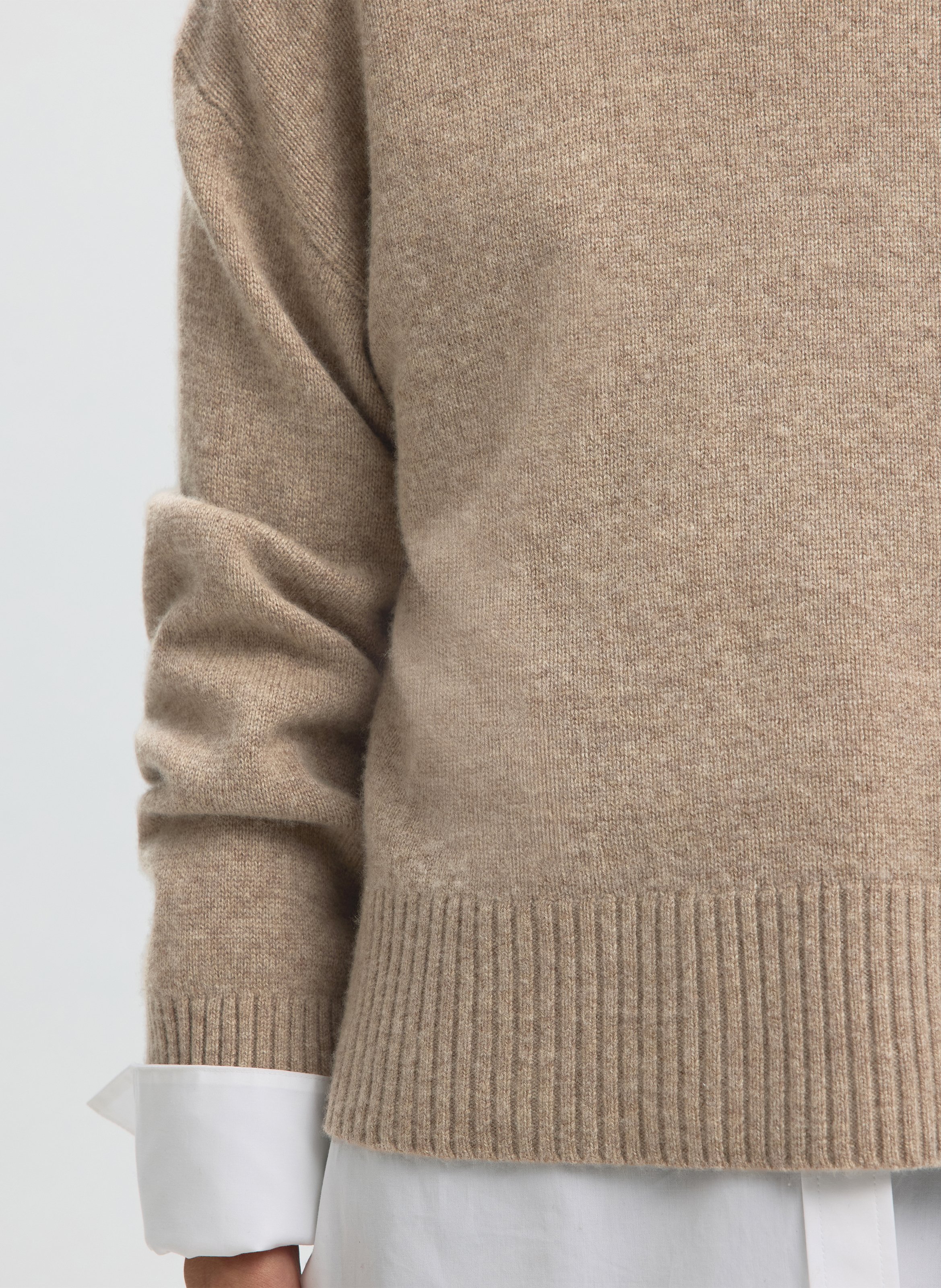 Gerader Rollkragenpullover aus Wolle und Kaschmir SELECTED Braun