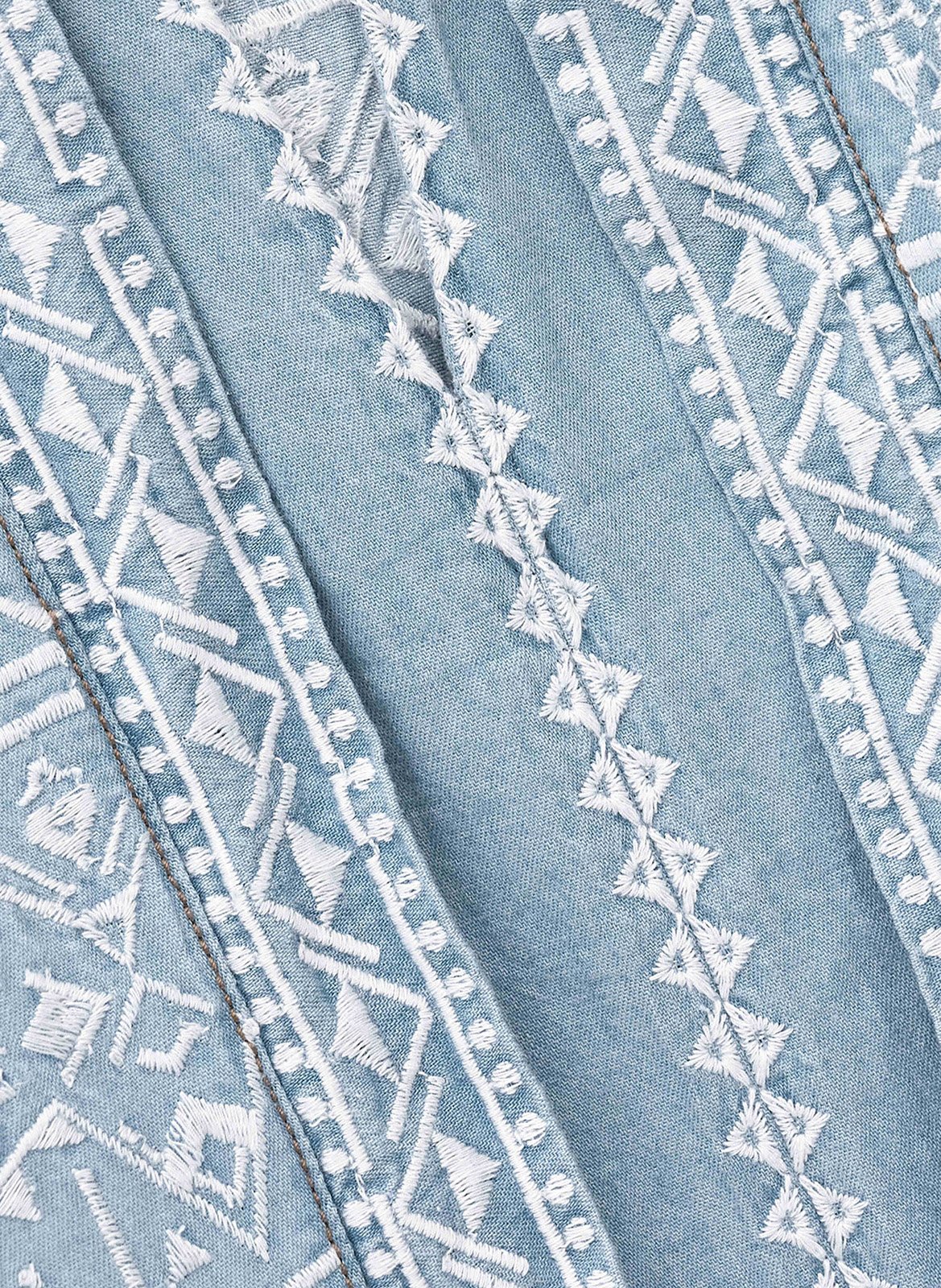 Robe courte col V en coton brodé BA&SH Bleu