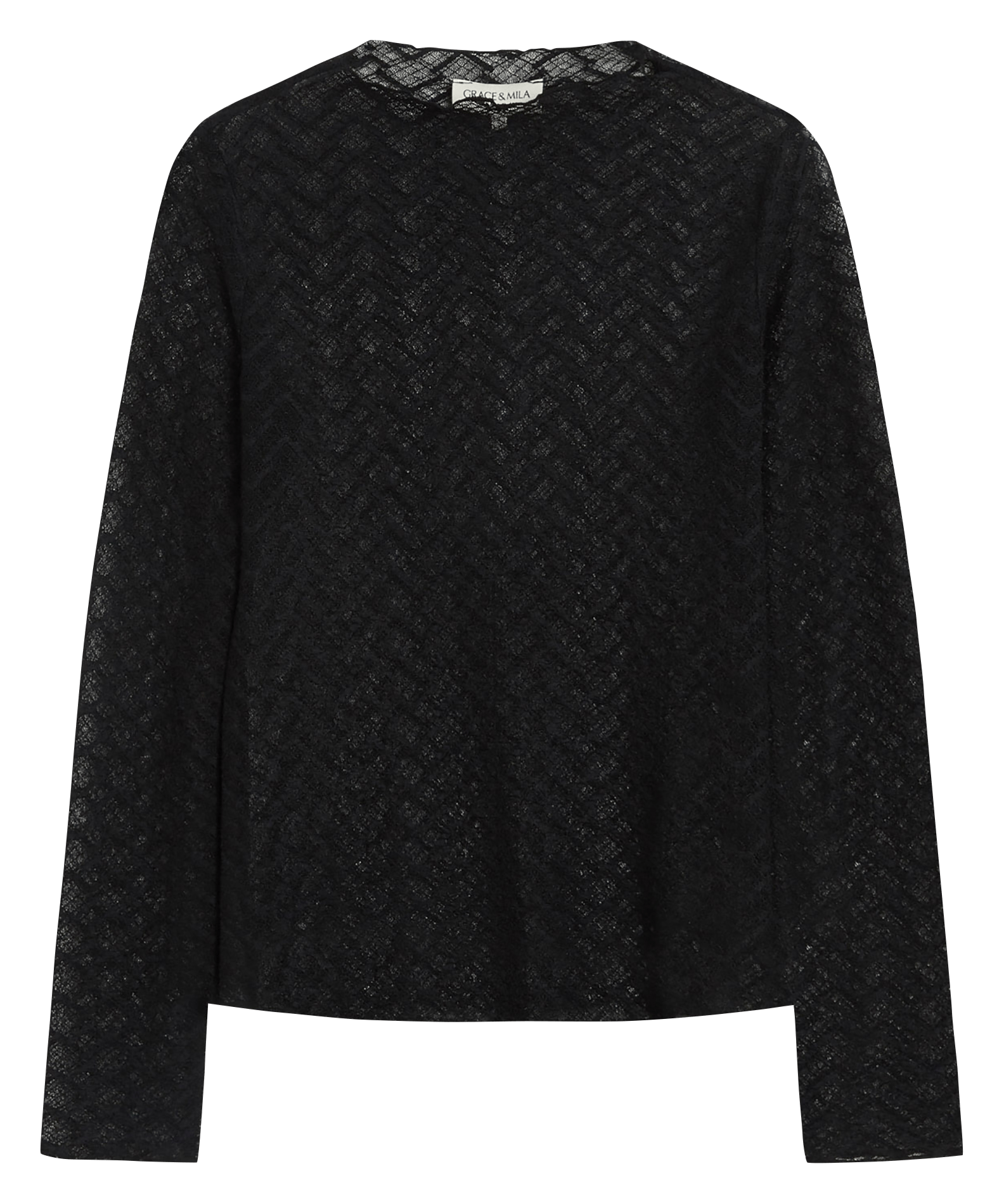 Straight round-neck lace top | Black GRACE ET MILA Women