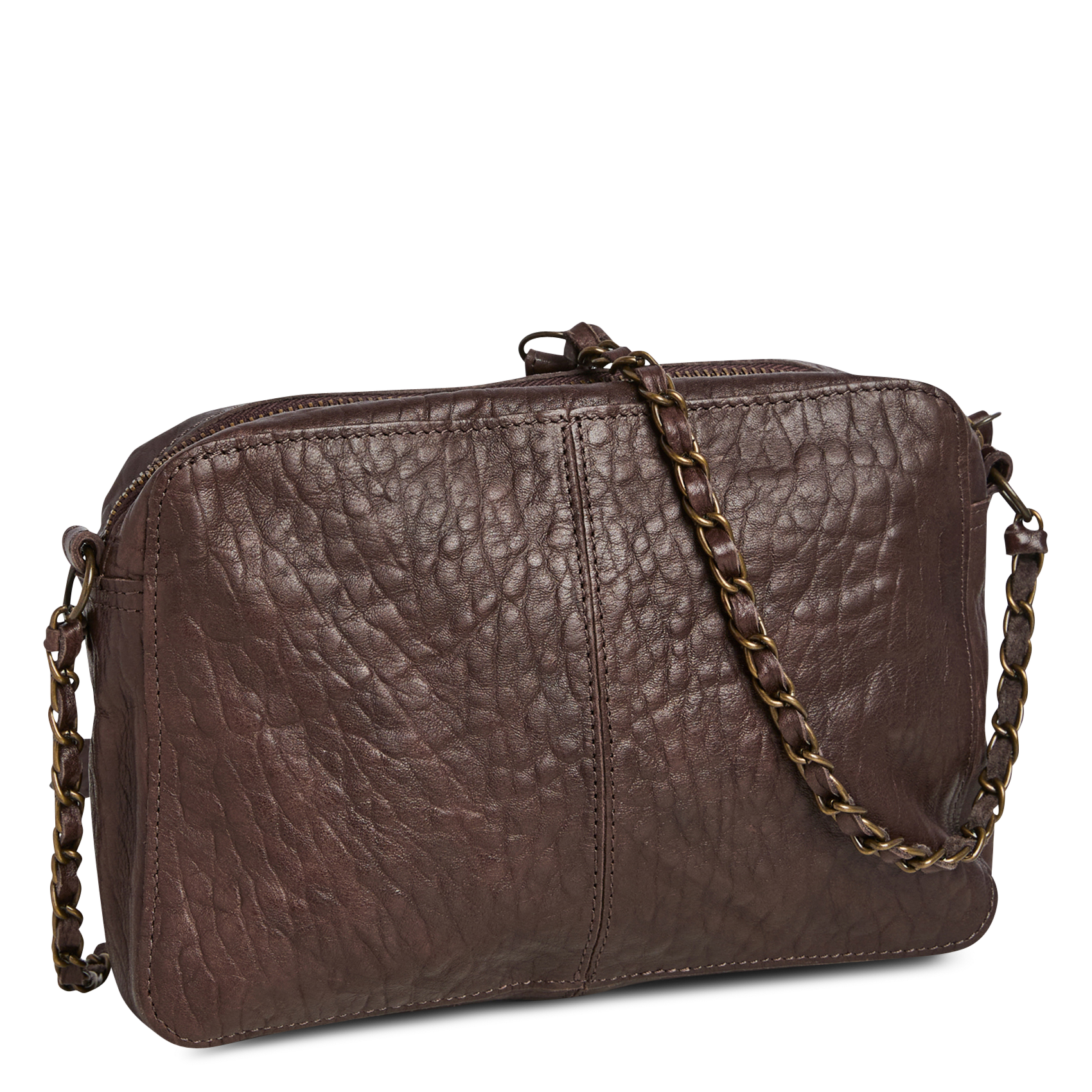 Sac bandoulière en cuir PIECES Marron