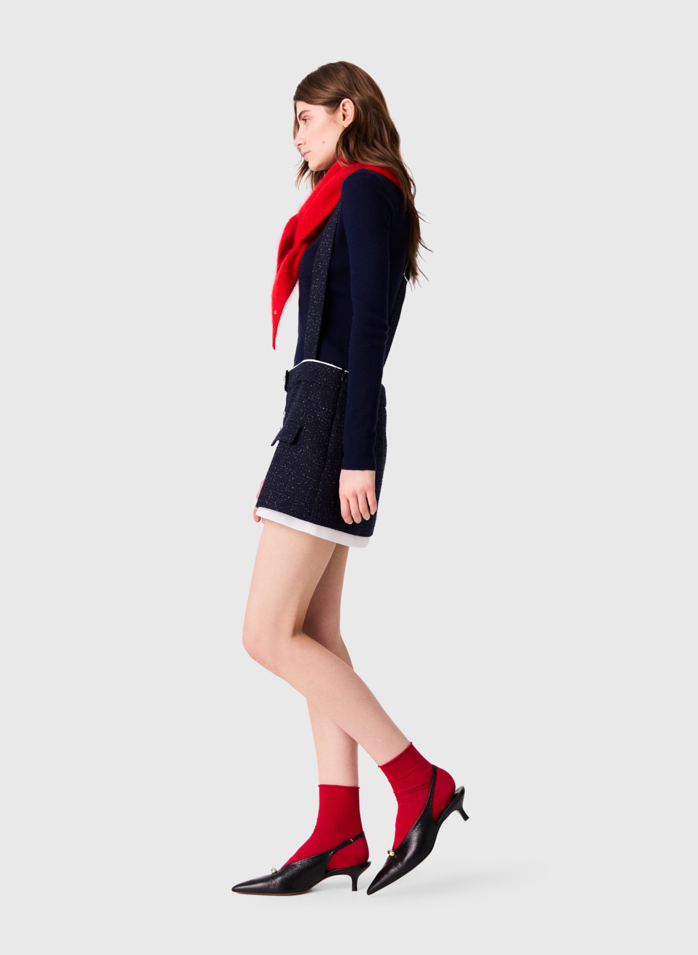 Kort en tweed met contrast MAJE Blauw