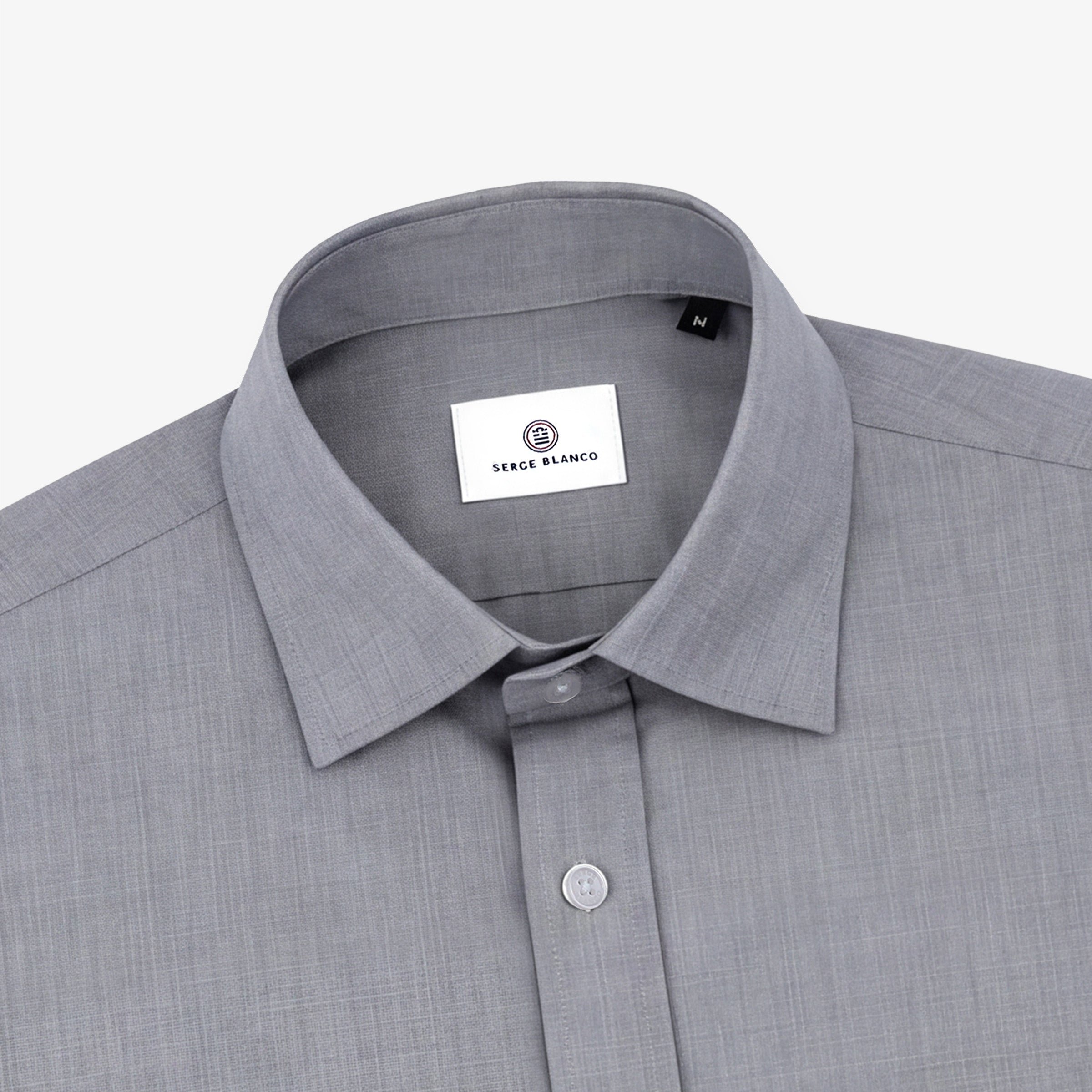Chemise grise à manches longues en coton avec poche poitrine SERGE BLANCO Gris